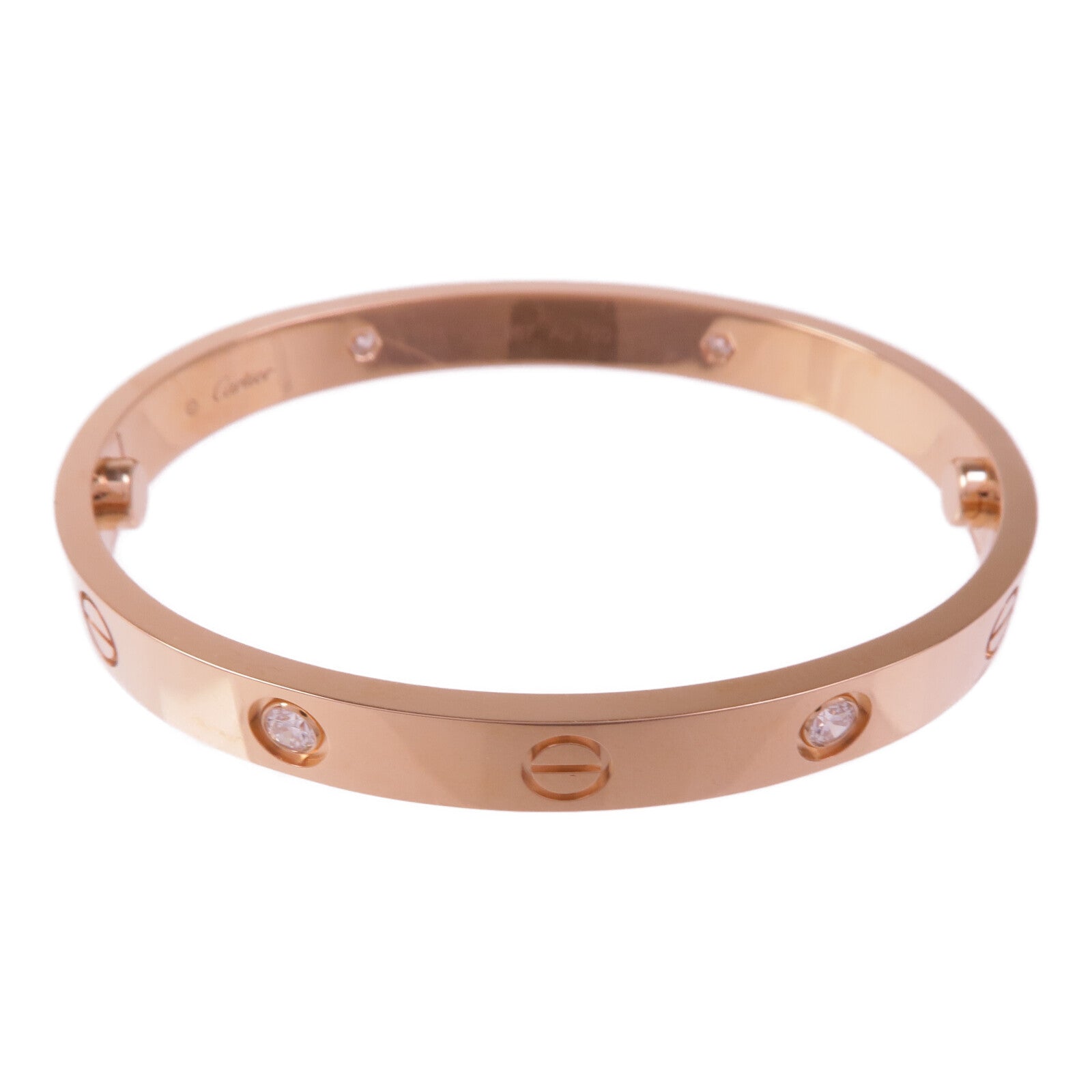CARTIER 18K玫瑰金Love Bracelet 4 Diamonds鑽石手鐲Cartier#16