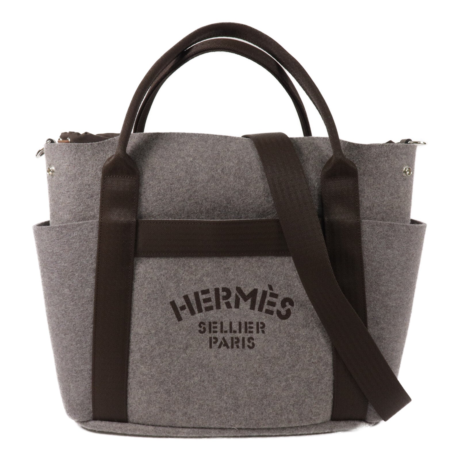 HERMES 羊毛Grooming Bag手挽肩背兩用袋