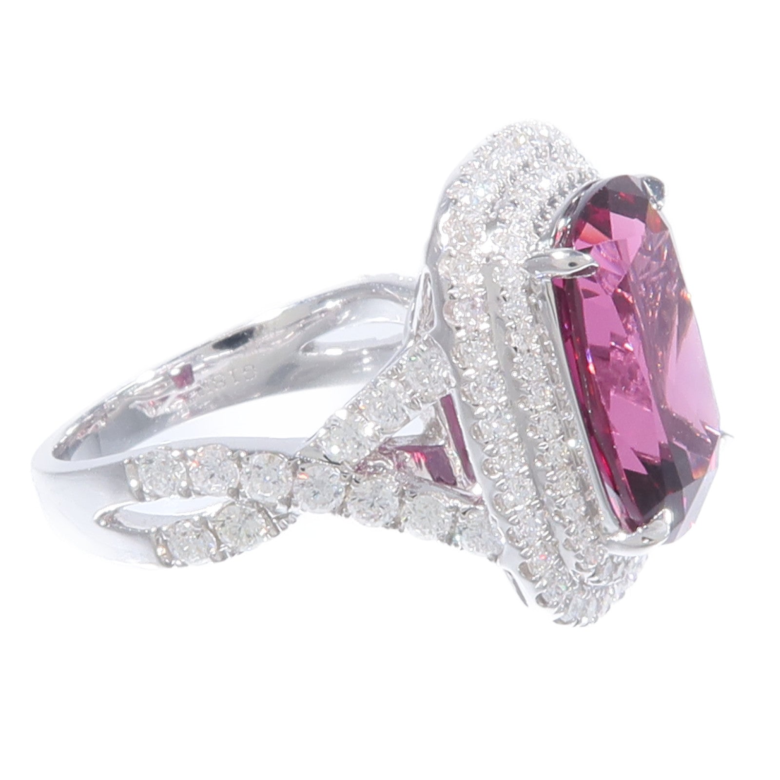 JEWELRY 18K白金Rhodolite Garnet Diamond Ring紅榴石/鑽石戒指