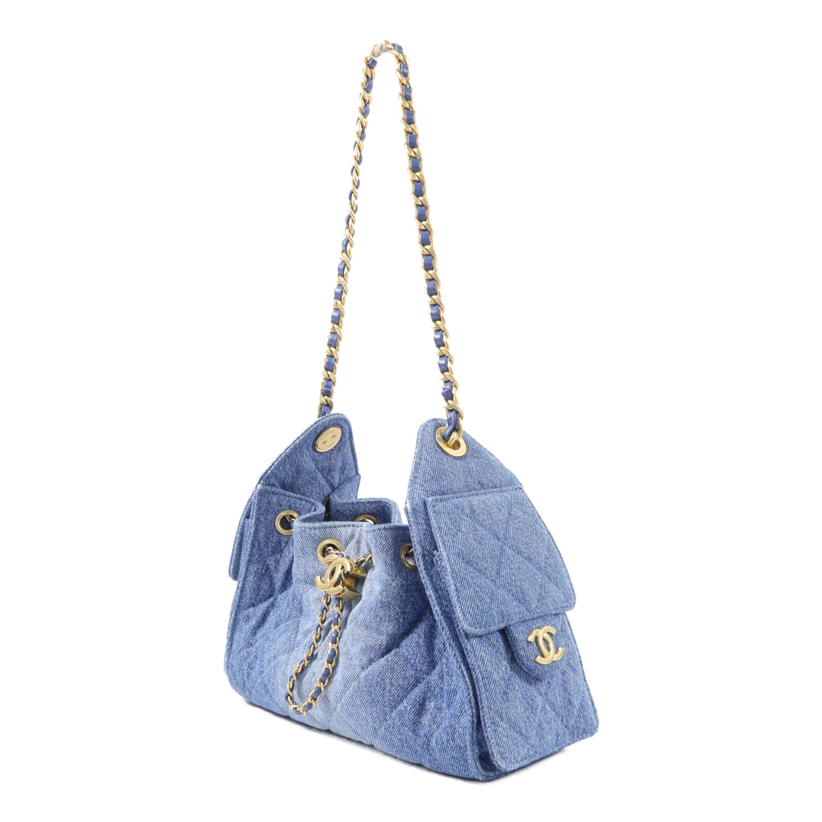 CHANEL 牛仔布Chanel 25 Mini鏈帶肩背袋