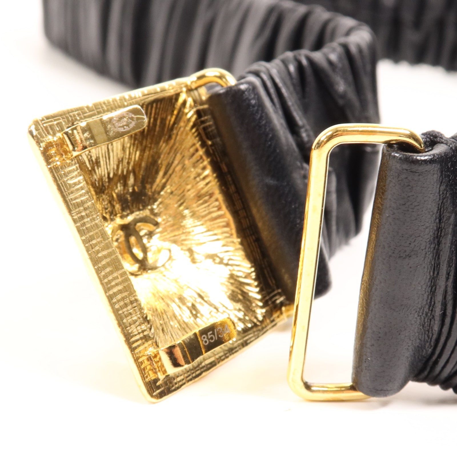 CHANEL 羊皮皮革Belt金扣皮帶