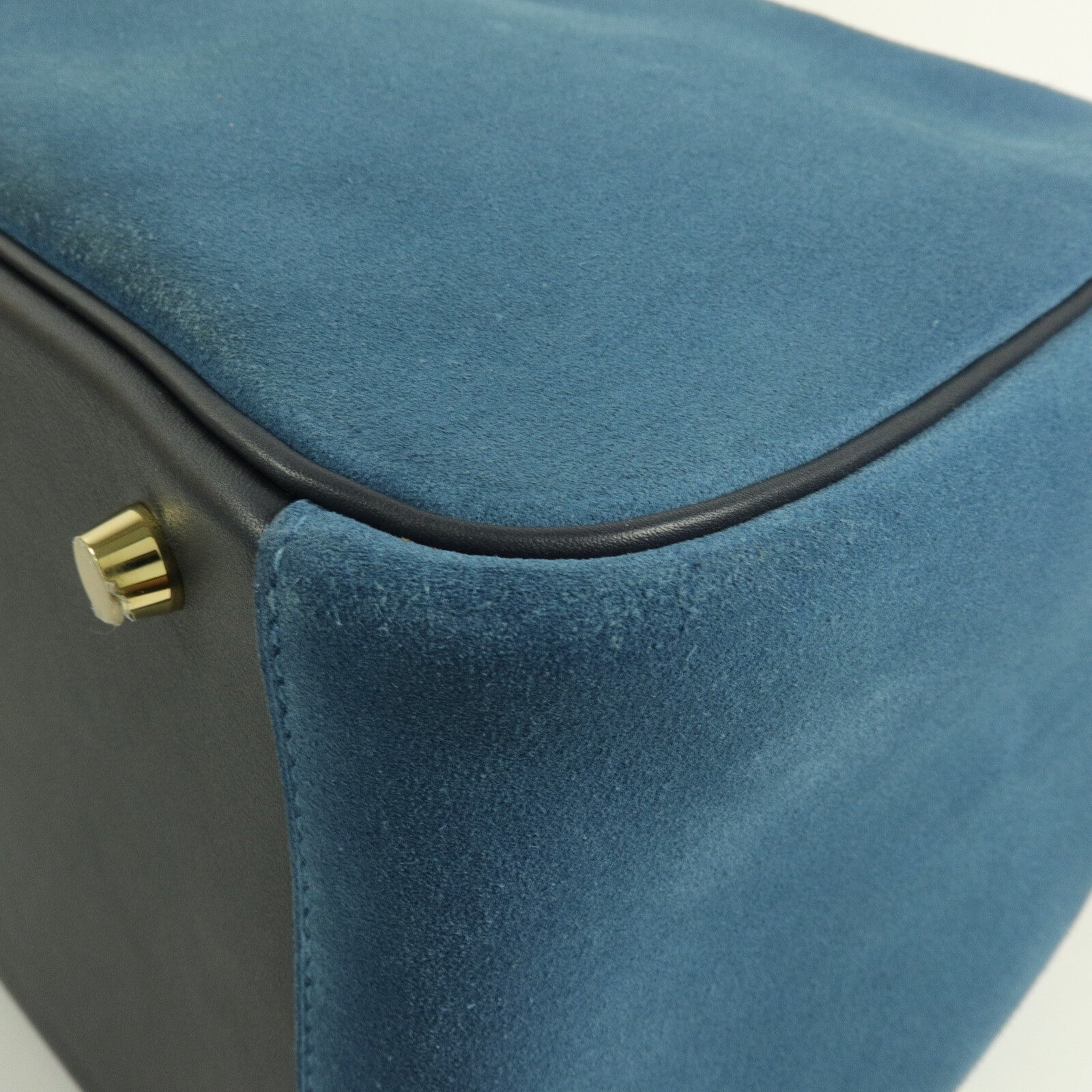 HERMES Suede皮革Lindy 30手挽肩背兩用袋Bleu Nuit