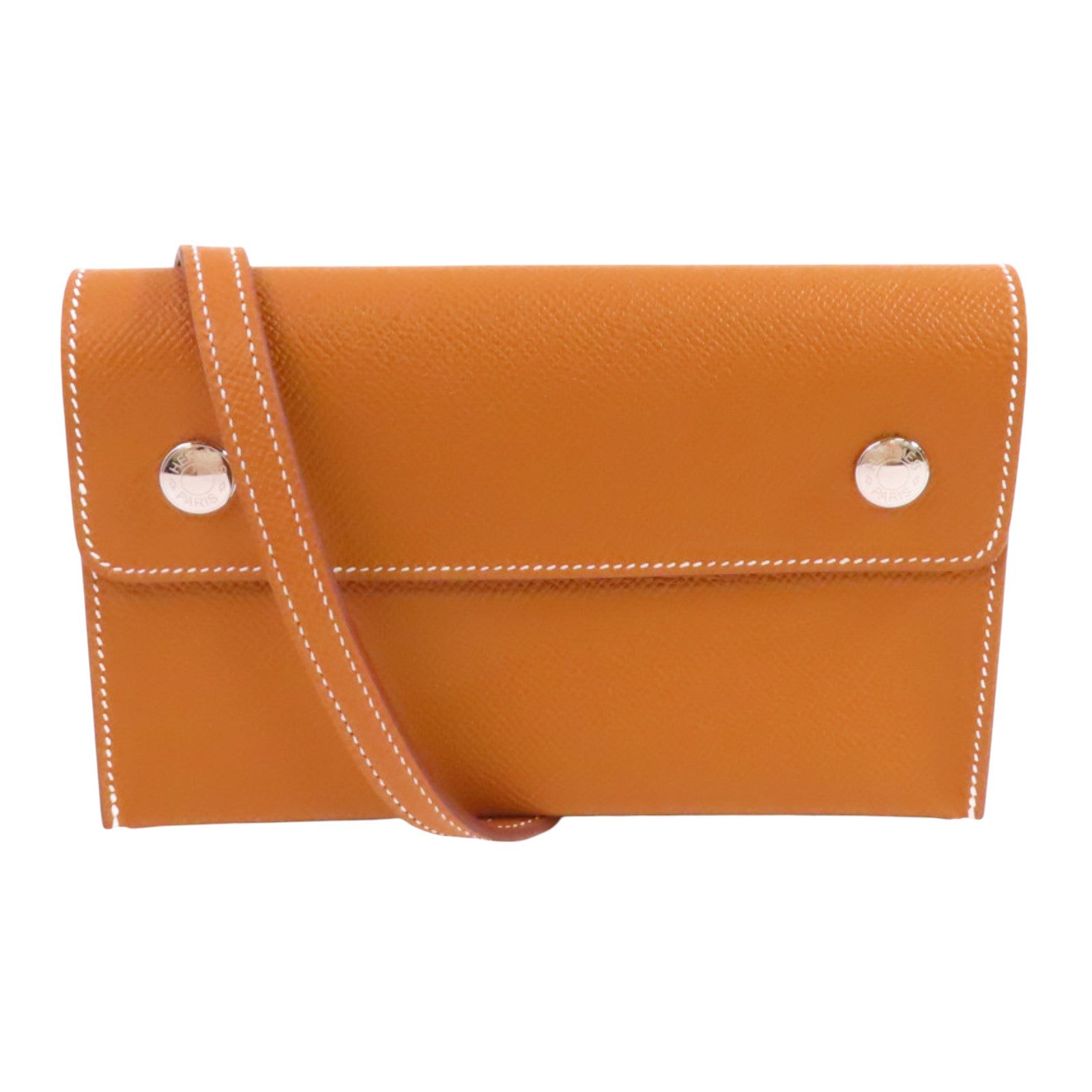 HERMES Epsom皮革Snap Wallet Shoulder Bag銀扣肩背袋