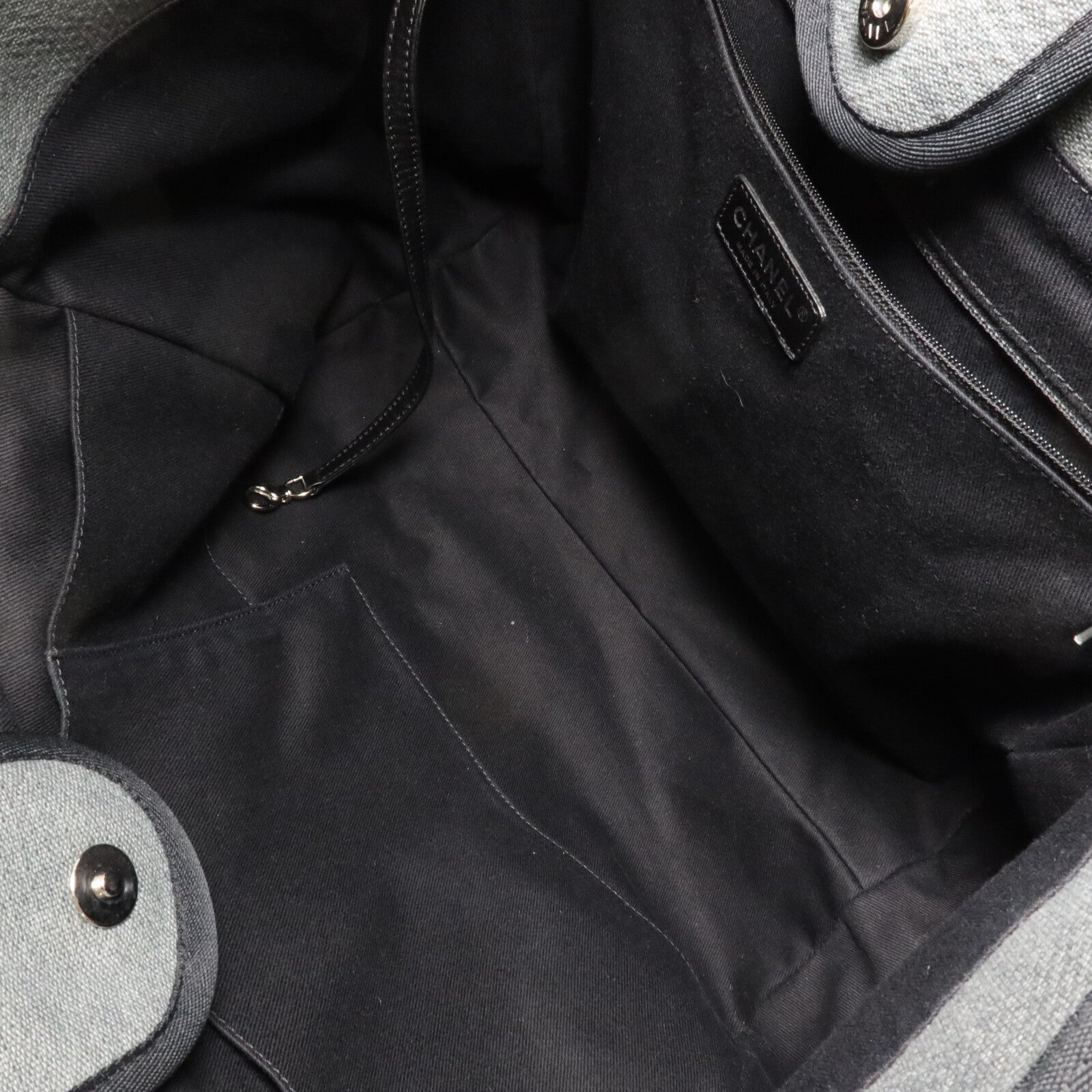 CHANEL 帆布Deauville Tote Medium鏈帶手挽肩背兩用袋