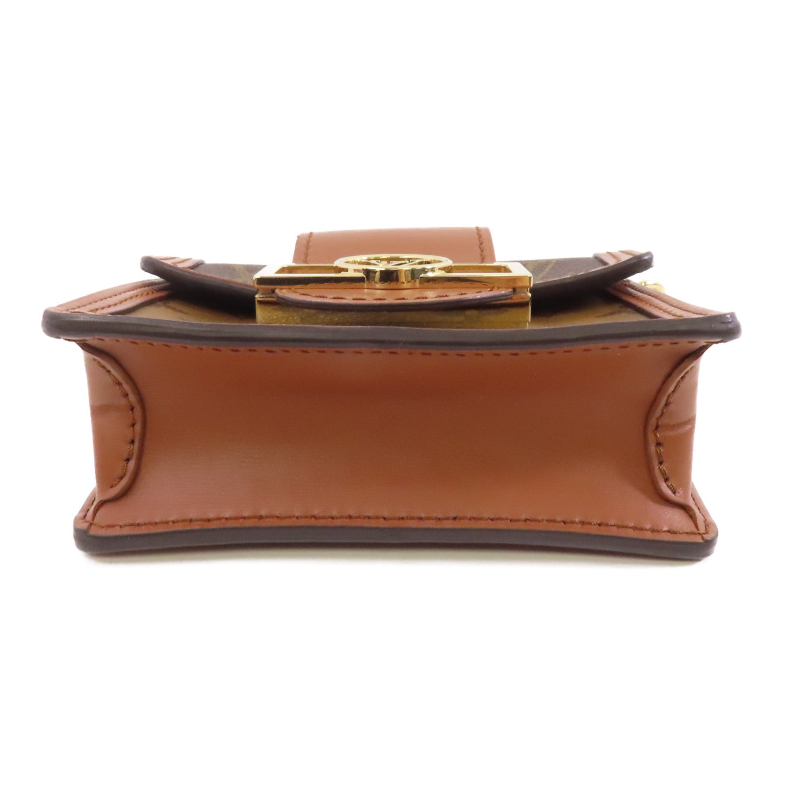 LOUIS VUITTON Monogram/Monogram Reverse Micro Dauphine金扣鏈帶肩背袋啡色
