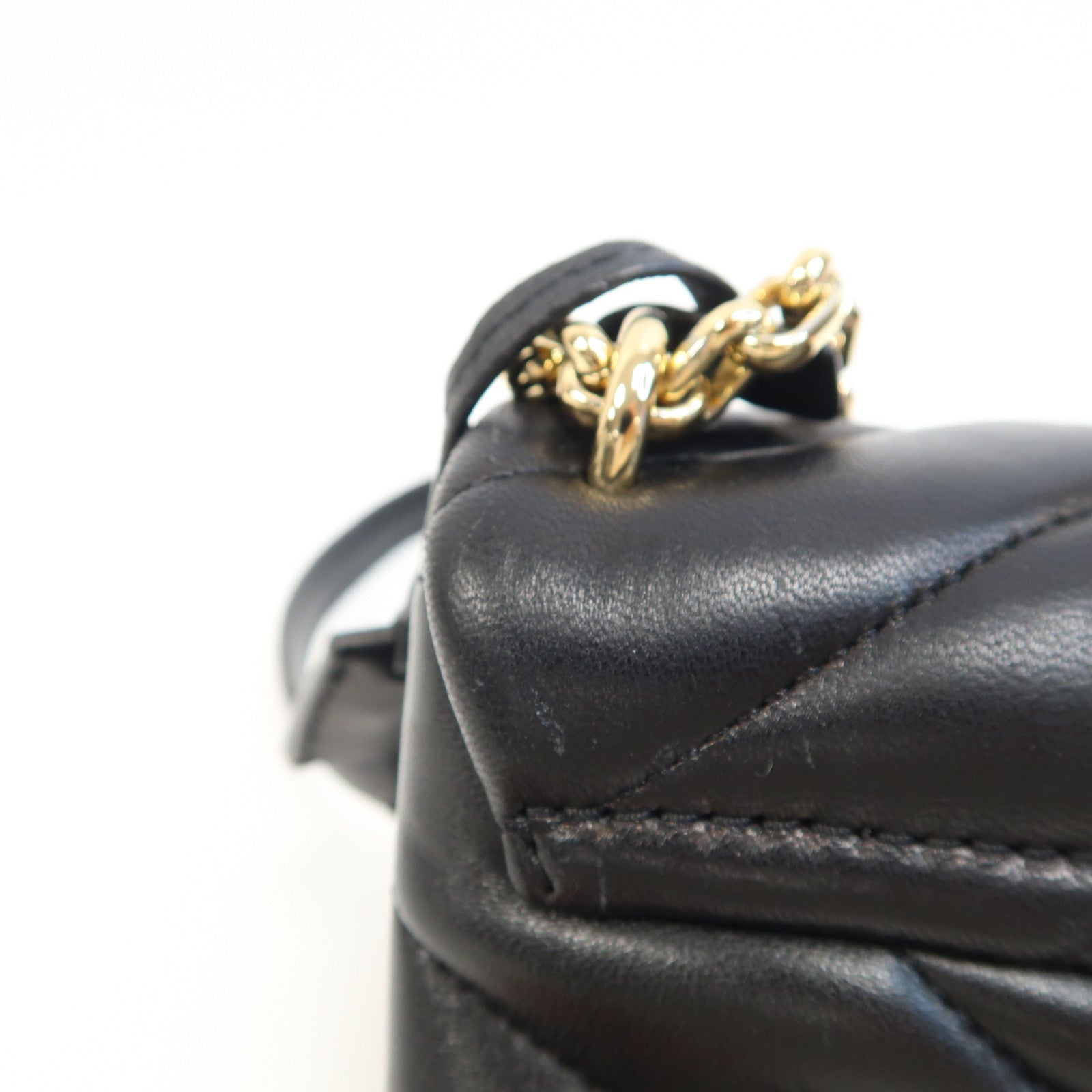 Michael Kors 牛皮皮革Chain Shoulder金扣鏈帶肩背袋黑色