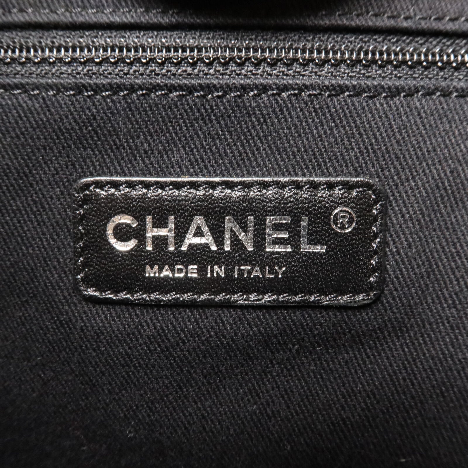 CHANEL 帆布Deauville Tote Medium鏈帶手挽肩背兩用袋