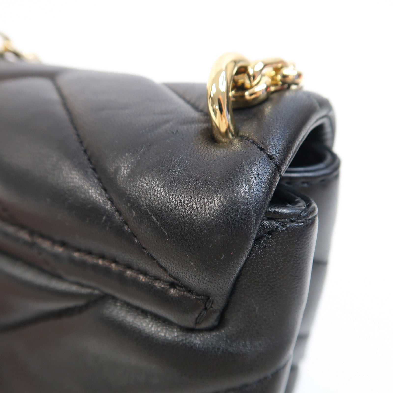 Michael Kors 牛皮皮革Chain Shoulder金扣鏈帶肩背袋黑色