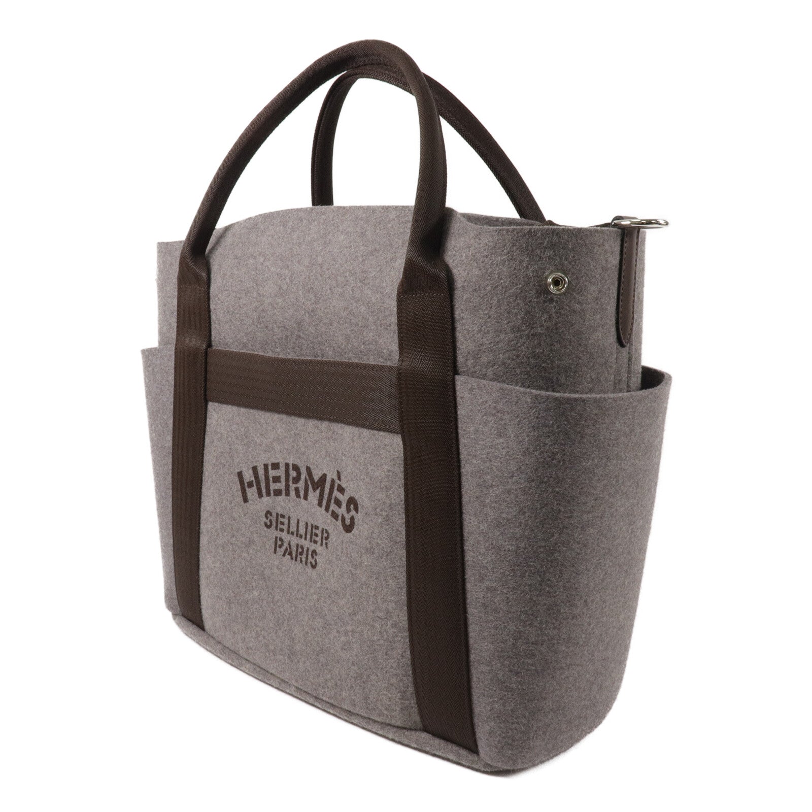 HERMES 羊毛Grooming Bag手挽肩背兩用袋