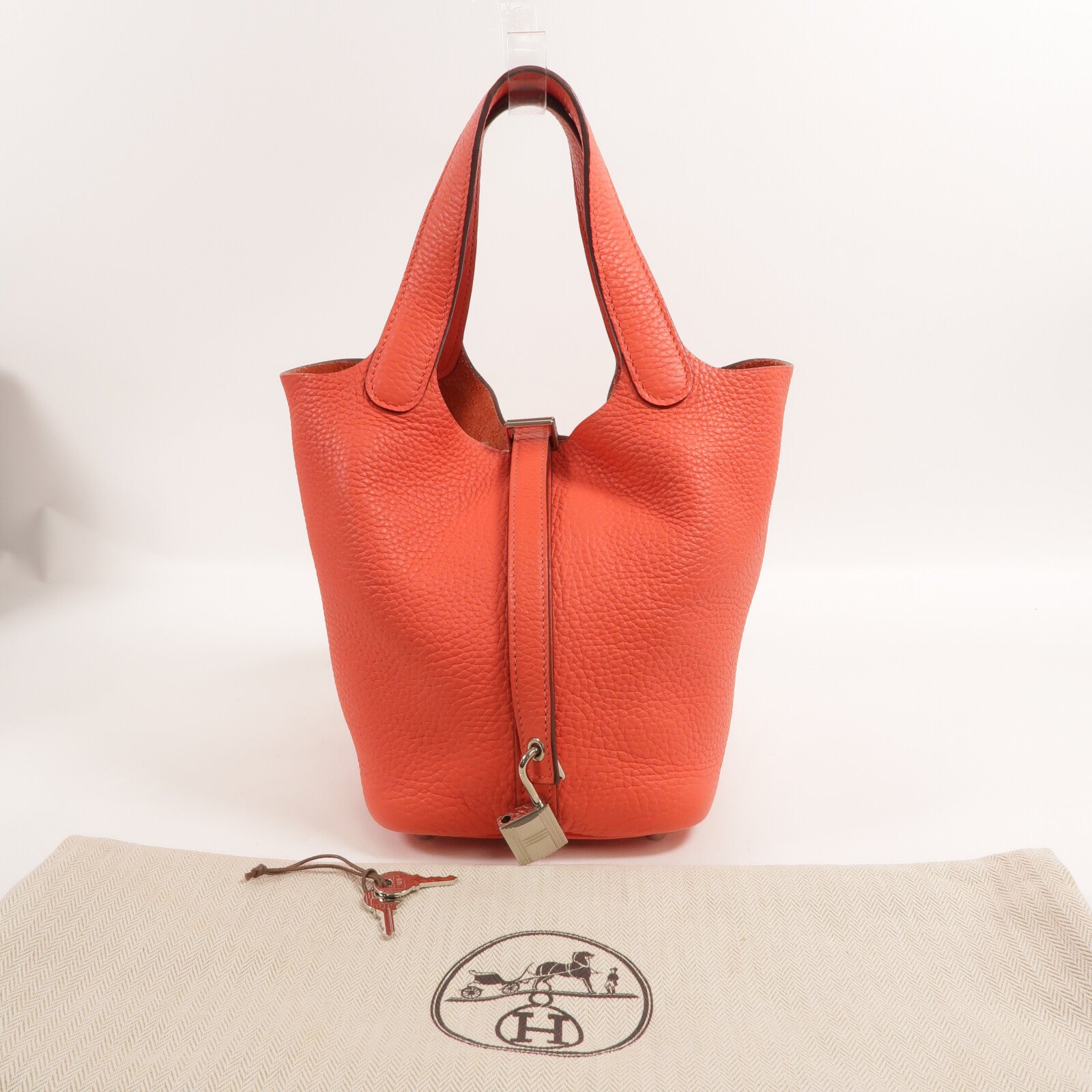 HERMES Clemence皮革Picotin PM手挽袋Rose Jaipur