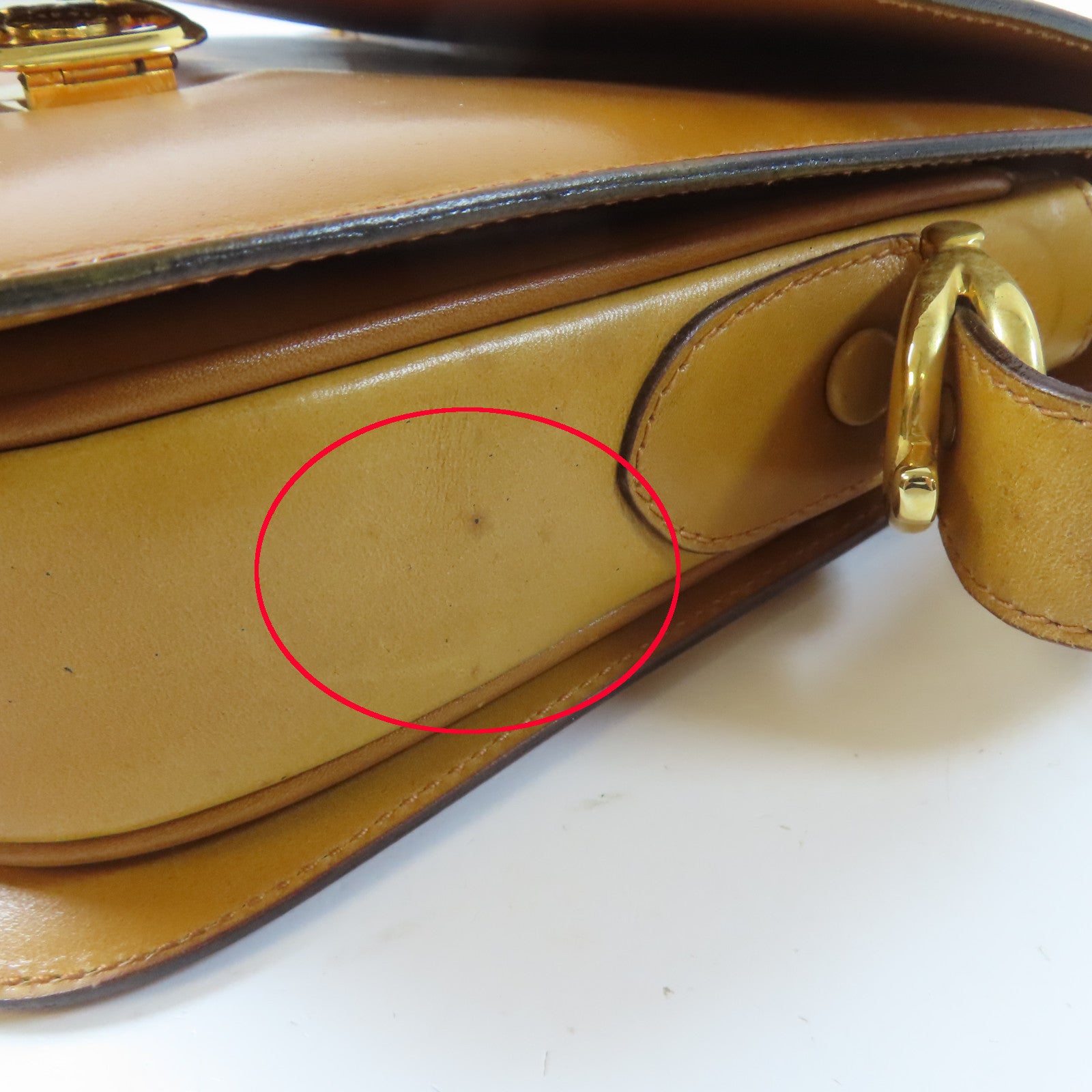 CELINE 牛皮皮革Shoulder Bag金扣金扣肩背袋啡色