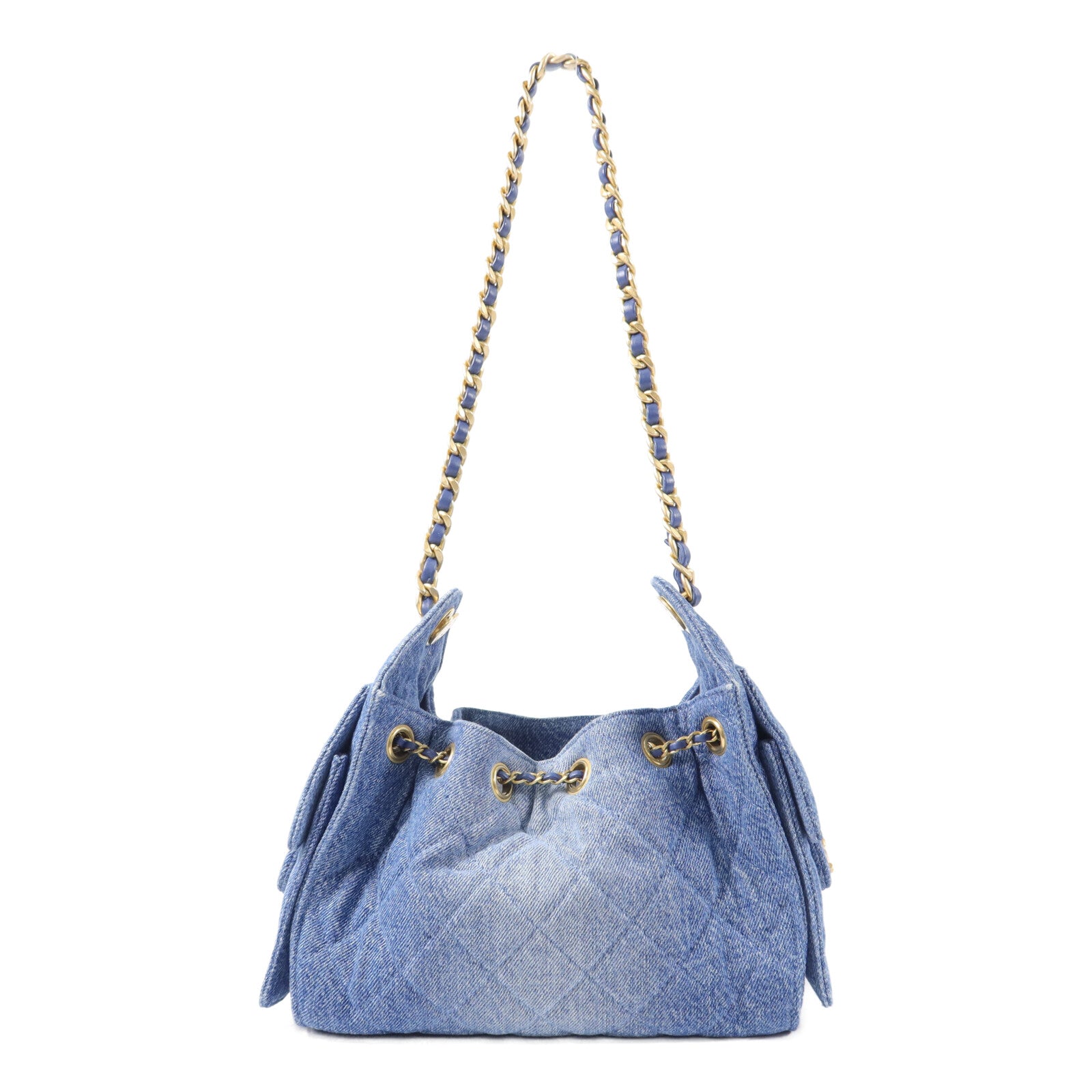 CHANEL 牛仔布Chanel 25 Mini鏈帶肩背袋
