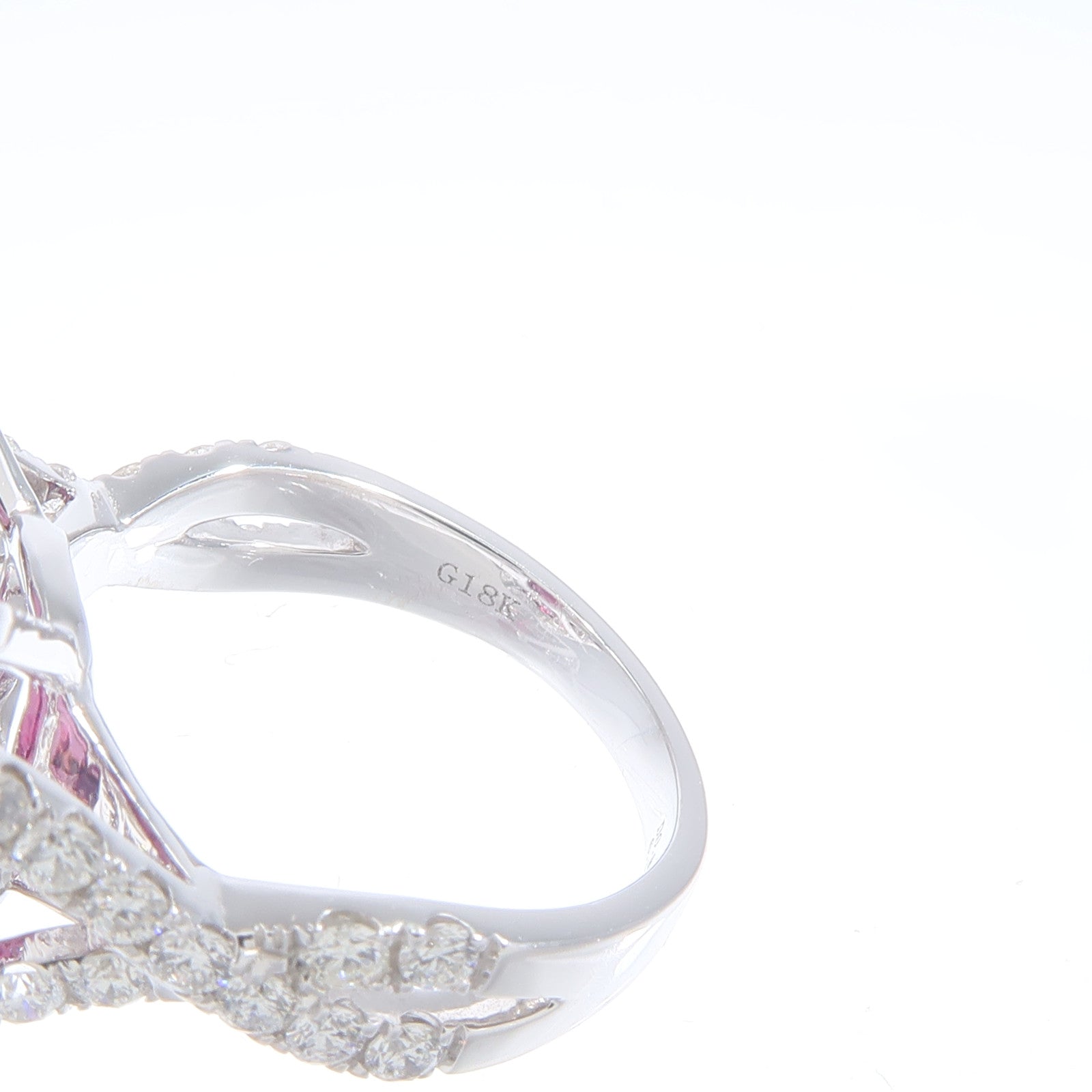 JEWELRY 18K白金Rhodolite Garnet Diamond Ring紅榴石/鑽石戒指