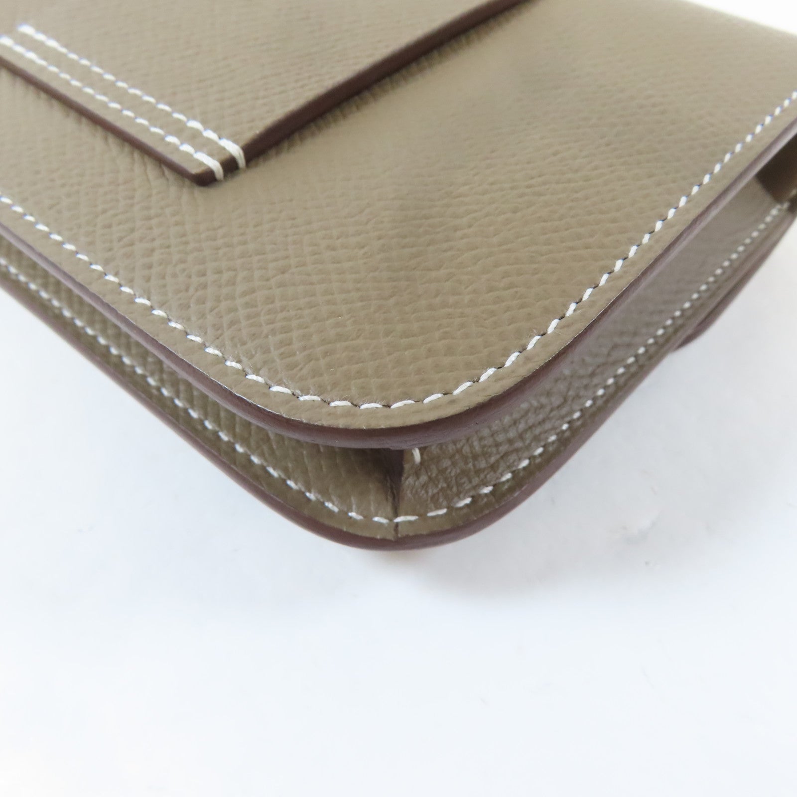 HERMES Epsom皮革Constance Slim Wallet金扣錢包Etoupe/大象灰色