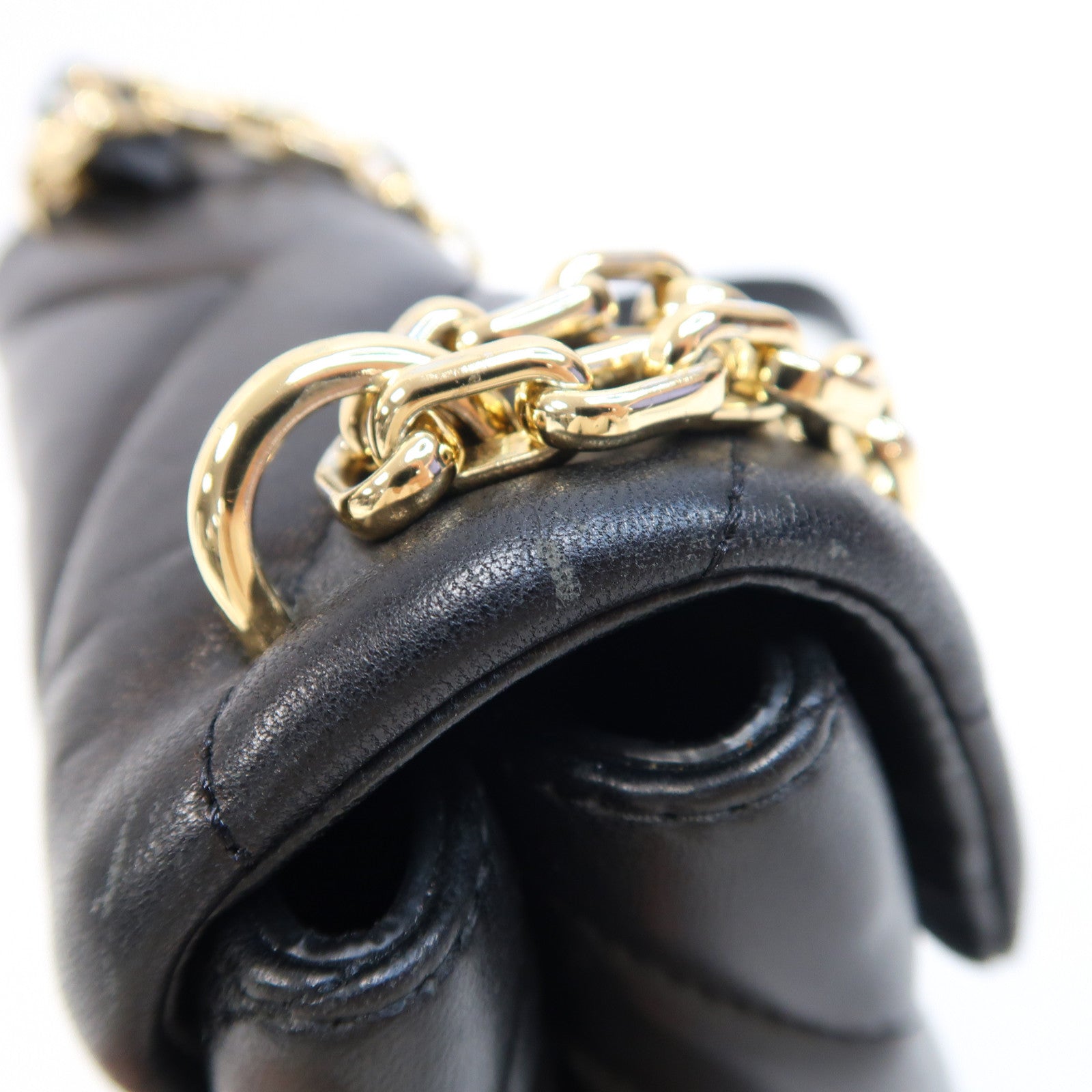 Michael Kors 牛皮皮革Chain Shoulder金扣鏈帶肩背袋黑色