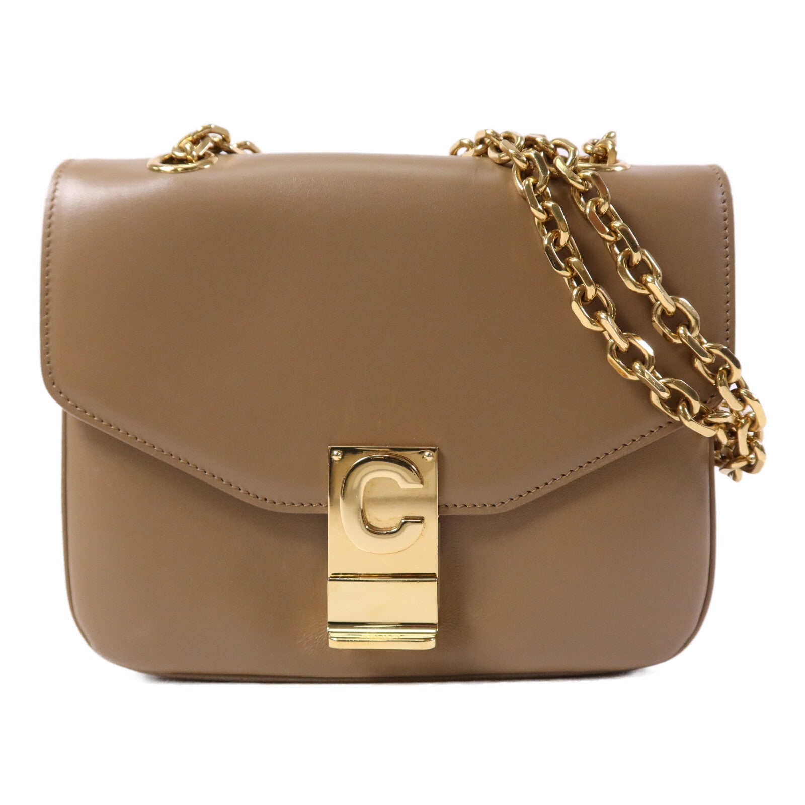 CELINE 【激減優惠】牛皮皮革Small C金扣鏈帶肩背袋