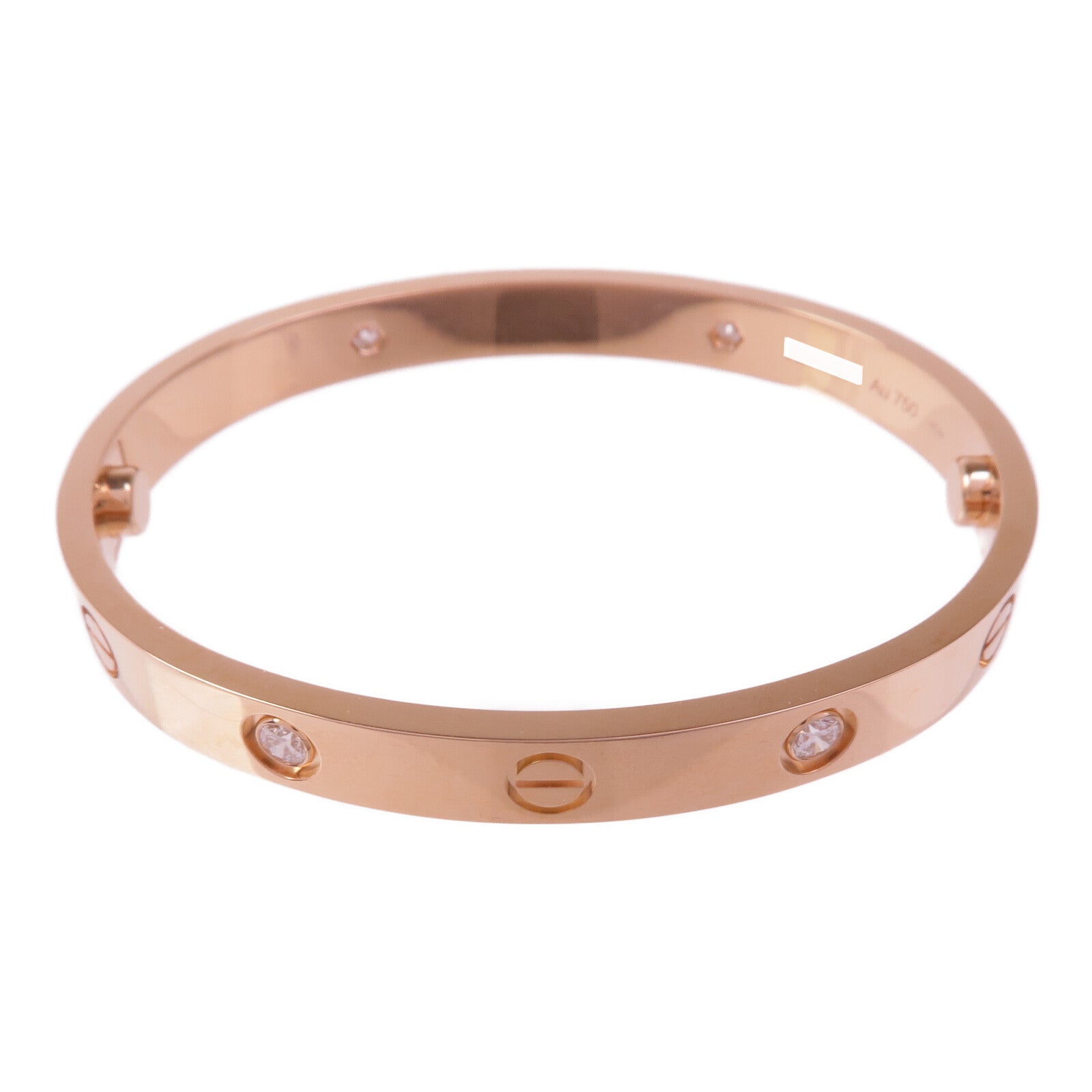 CARTIER 18K玫瑰金Love Bracelet 4 Diamonds鑽石手鐲Cartier#16