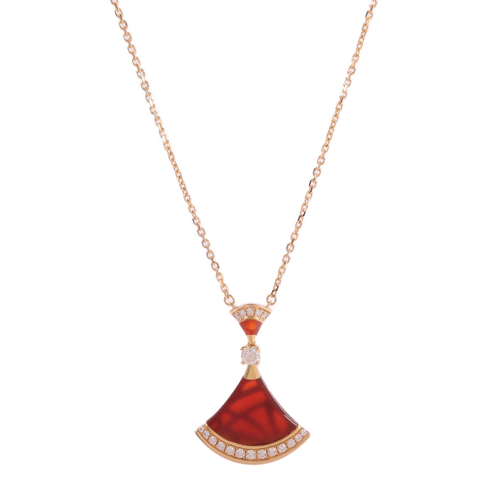 BVLGARI 18K玫瑰金Divas' Dream Necklace紅玉髓/鑽石項鍊