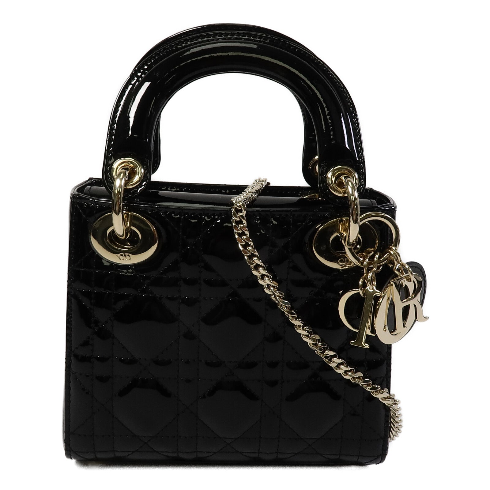 Dior 漆皮皮革Lady Dior Mini手挽肩背兩用袋