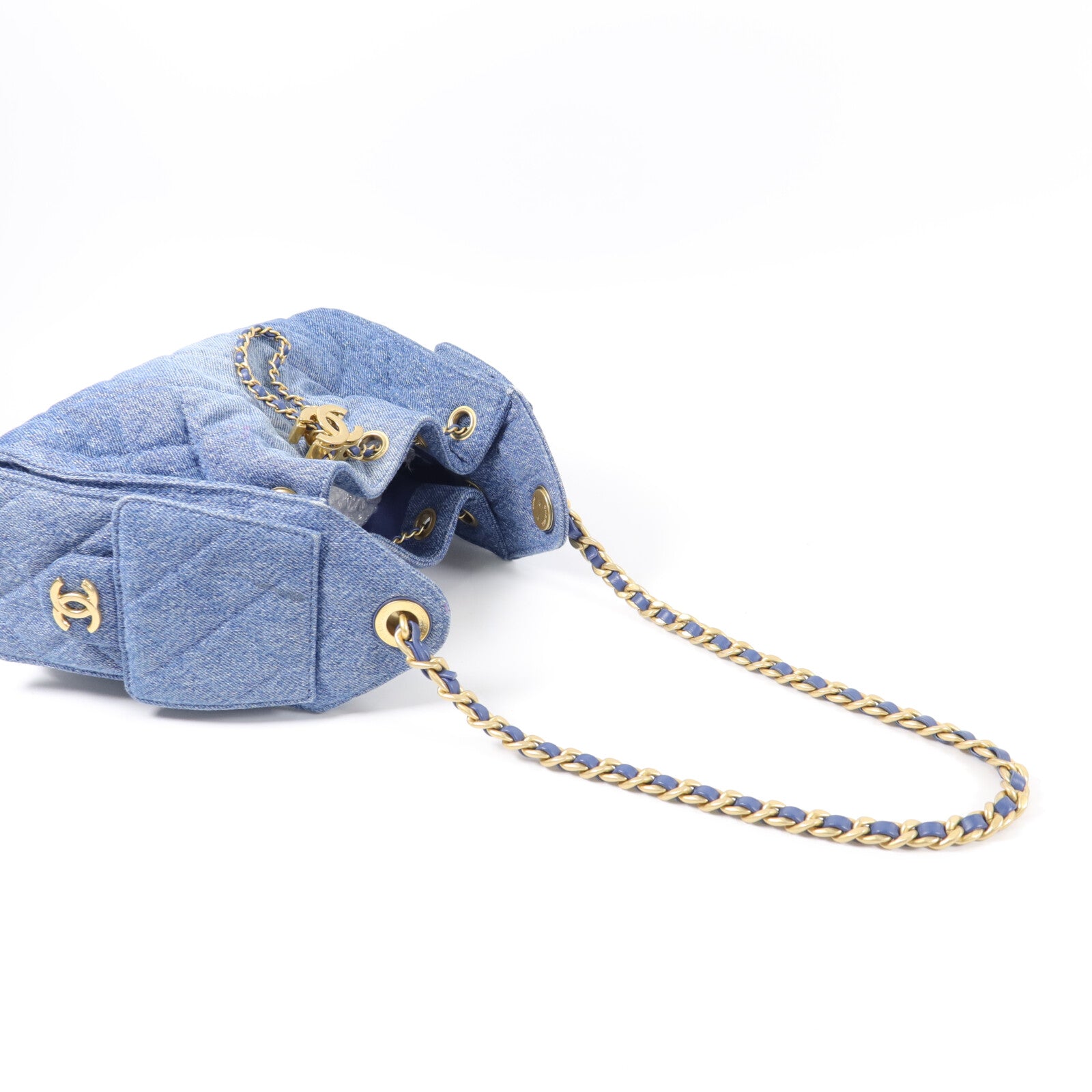 CHANEL 牛仔布Chanel 25 Mini鏈帶肩背袋