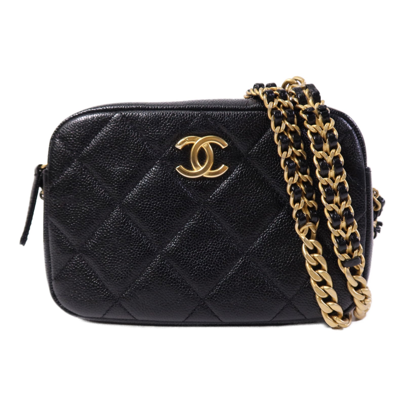 CHANEL 【激減優惠】牛皮皮革Camera Bag金扣鏈帶肩背袋