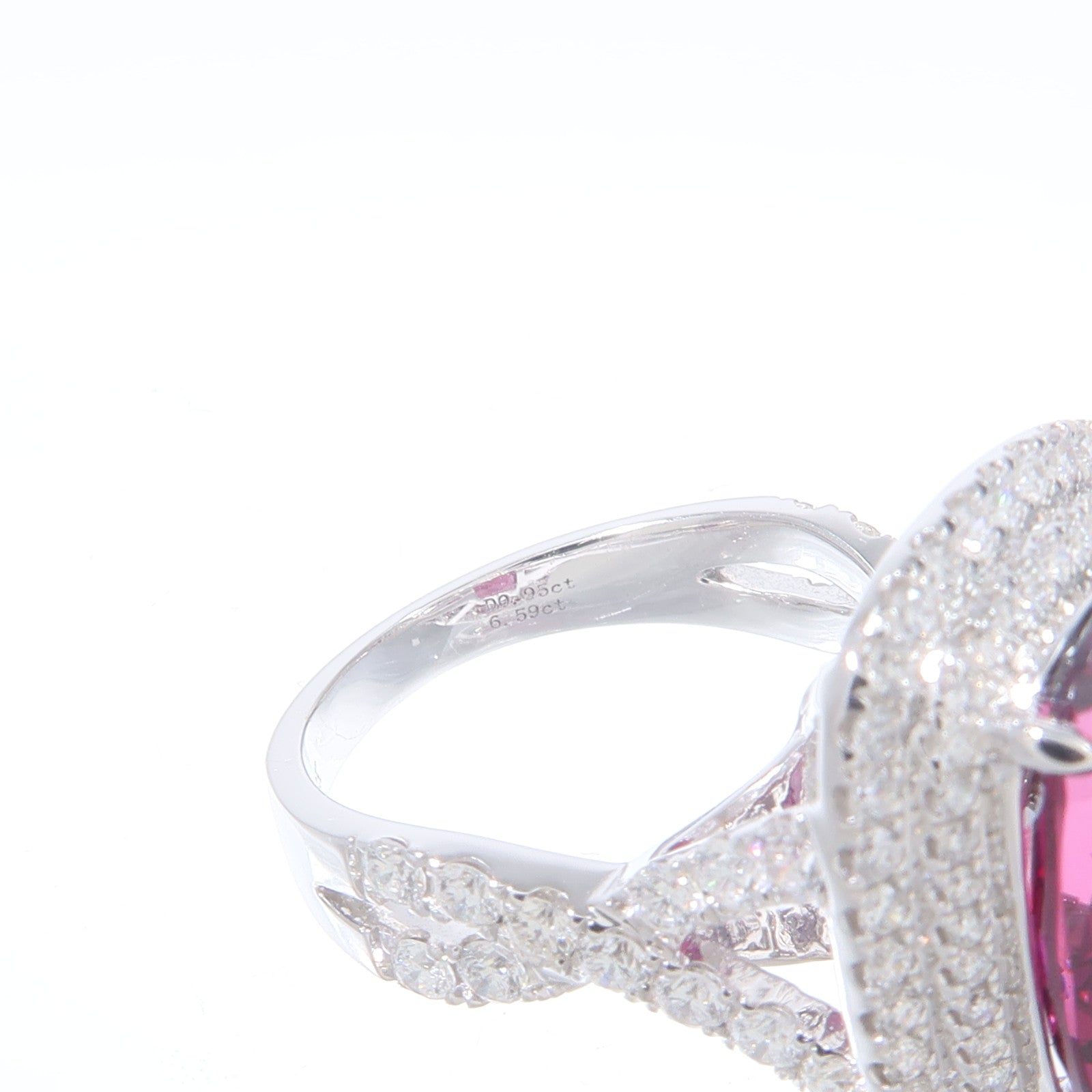 JEWELRY 18K白金Rhodolite Garnet Diamond Ring紅榴石/鑽石戒指