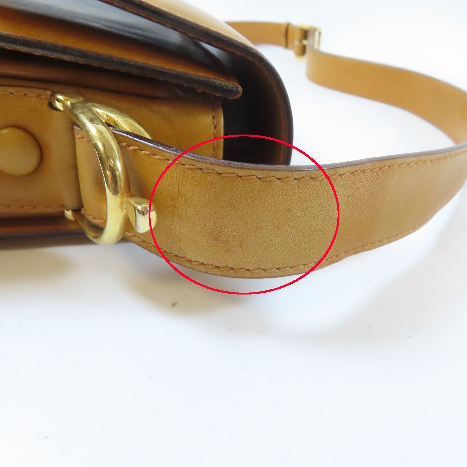 CELINE 牛皮皮革Shoulder Bag金扣金扣肩背袋啡色