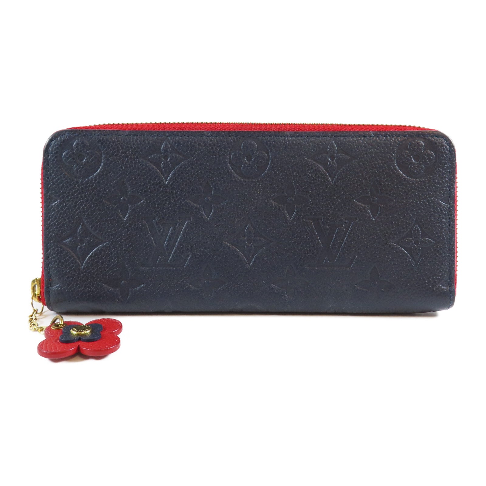 LOUIS VUITTON **【激減優惠】Monogram Empreinte Long Wallet金扣長錢包深藍色/紅色