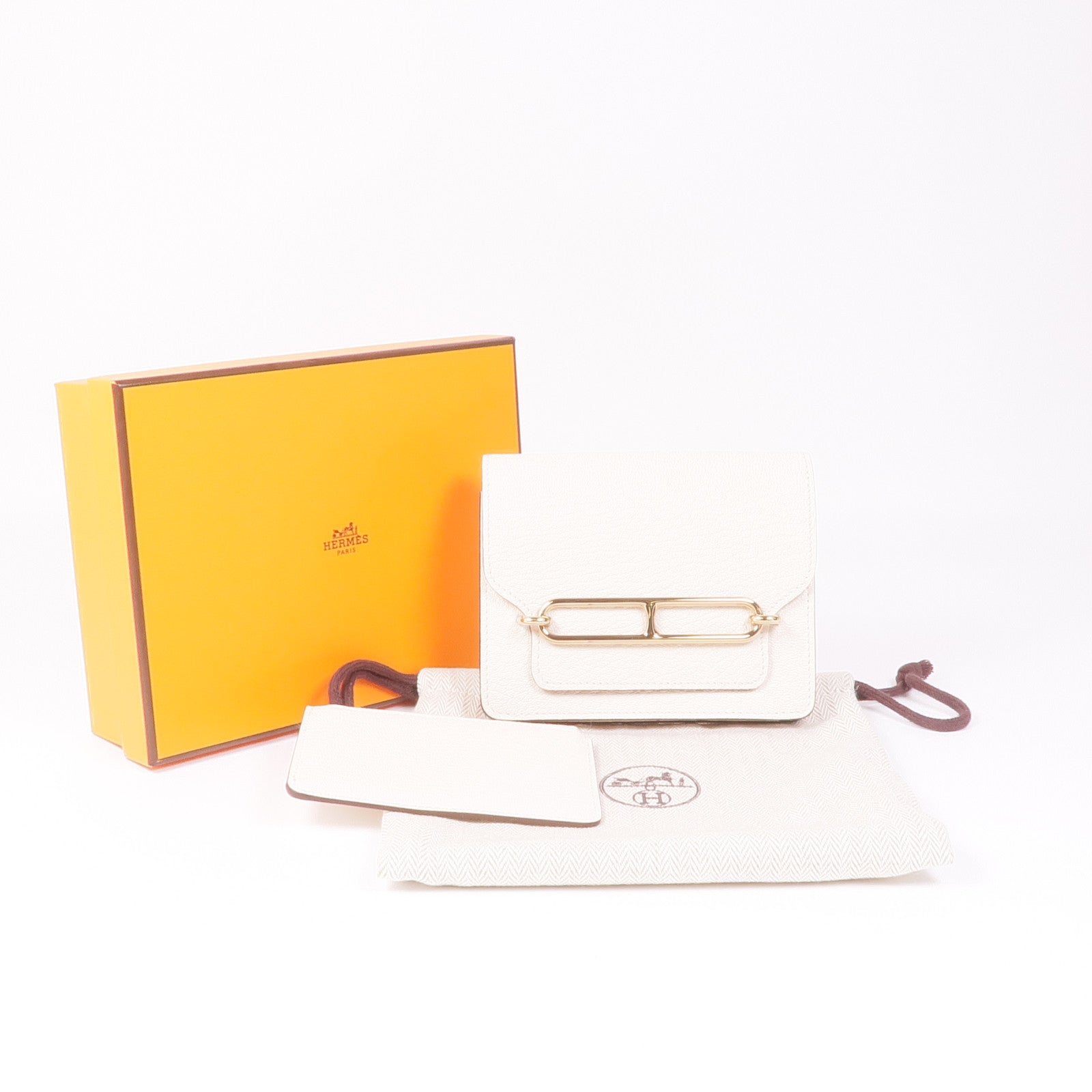 HERMES 【激減優惠】Chevre皮革Roulis Slim銀扣錢包Nata