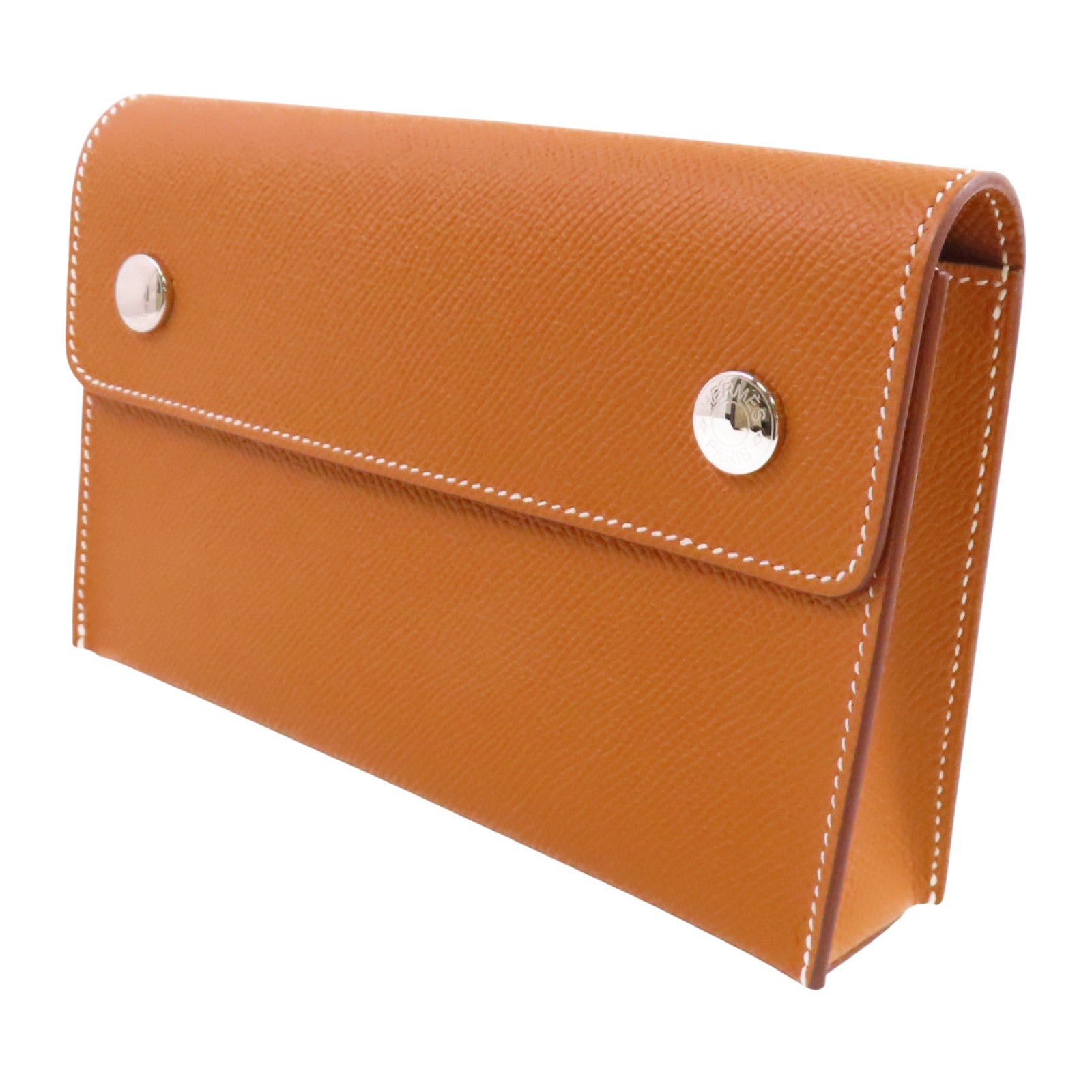 HERMES Epsom皮革Snap Wallet Shoulder Bag銀扣肩背袋