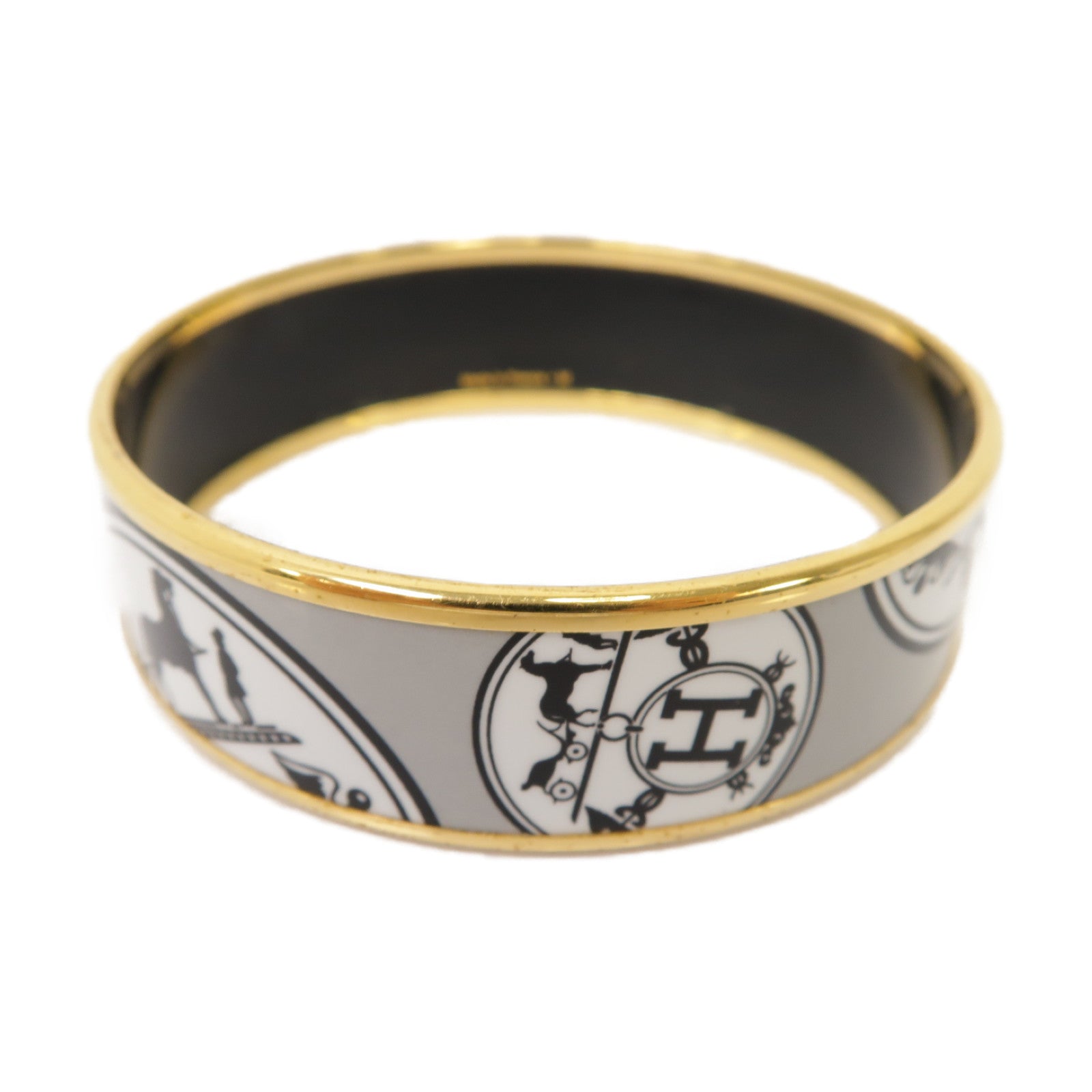 HERMES 琺瑯/金屬Bangle手鐲黑色/白色/灰色