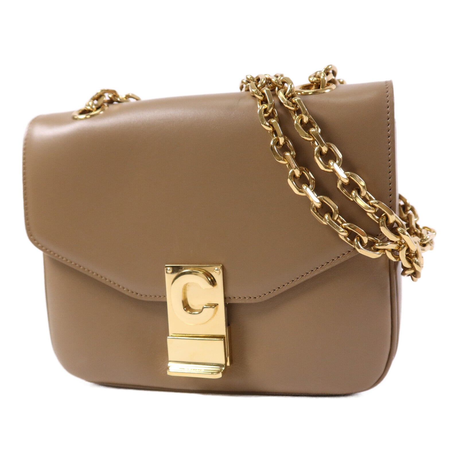 CELINE 【激減優惠】牛皮皮革Small C金扣鏈帶肩背袋