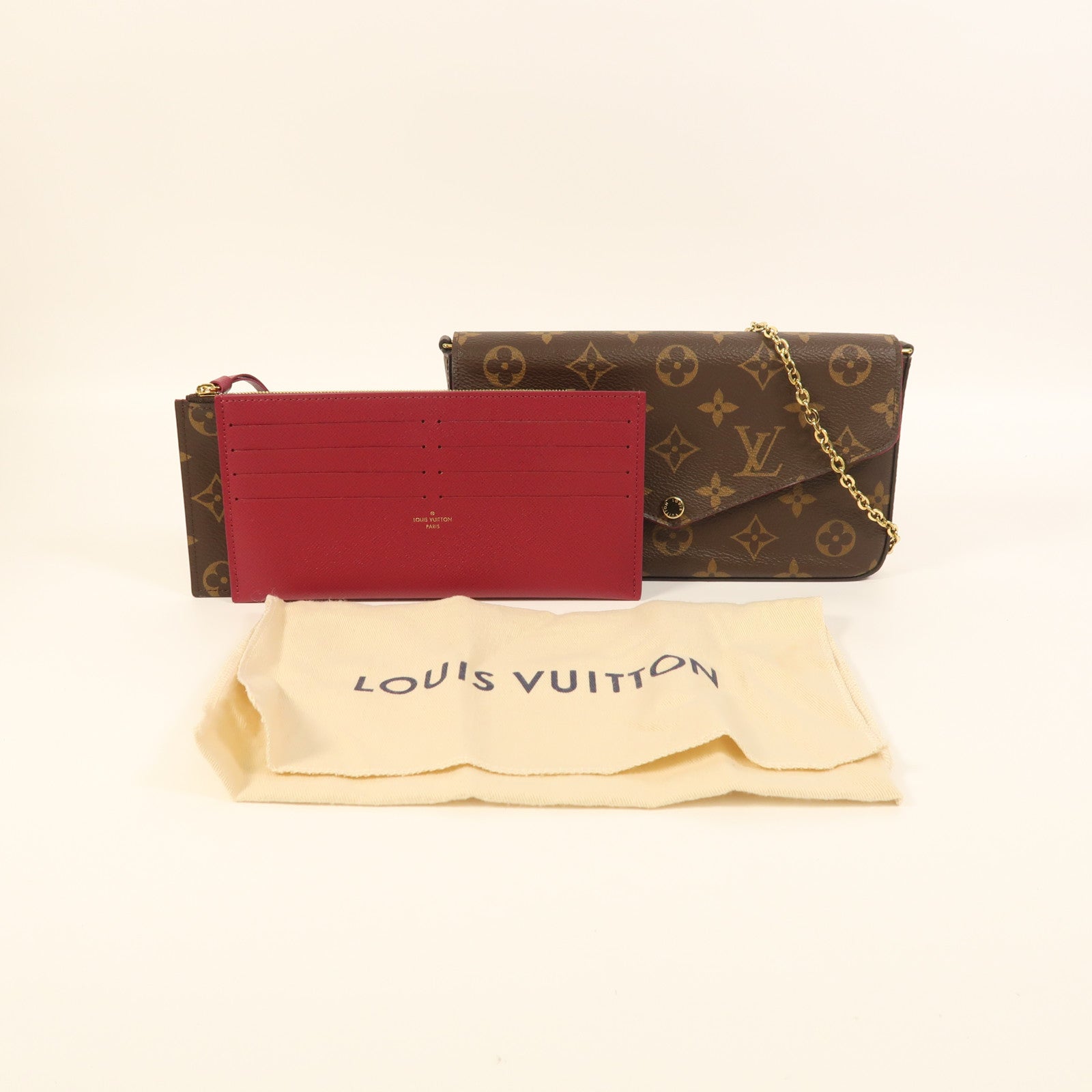 LOUIS VUITTON Monogram Pochette Felicie金扣鏈帶肩背袋