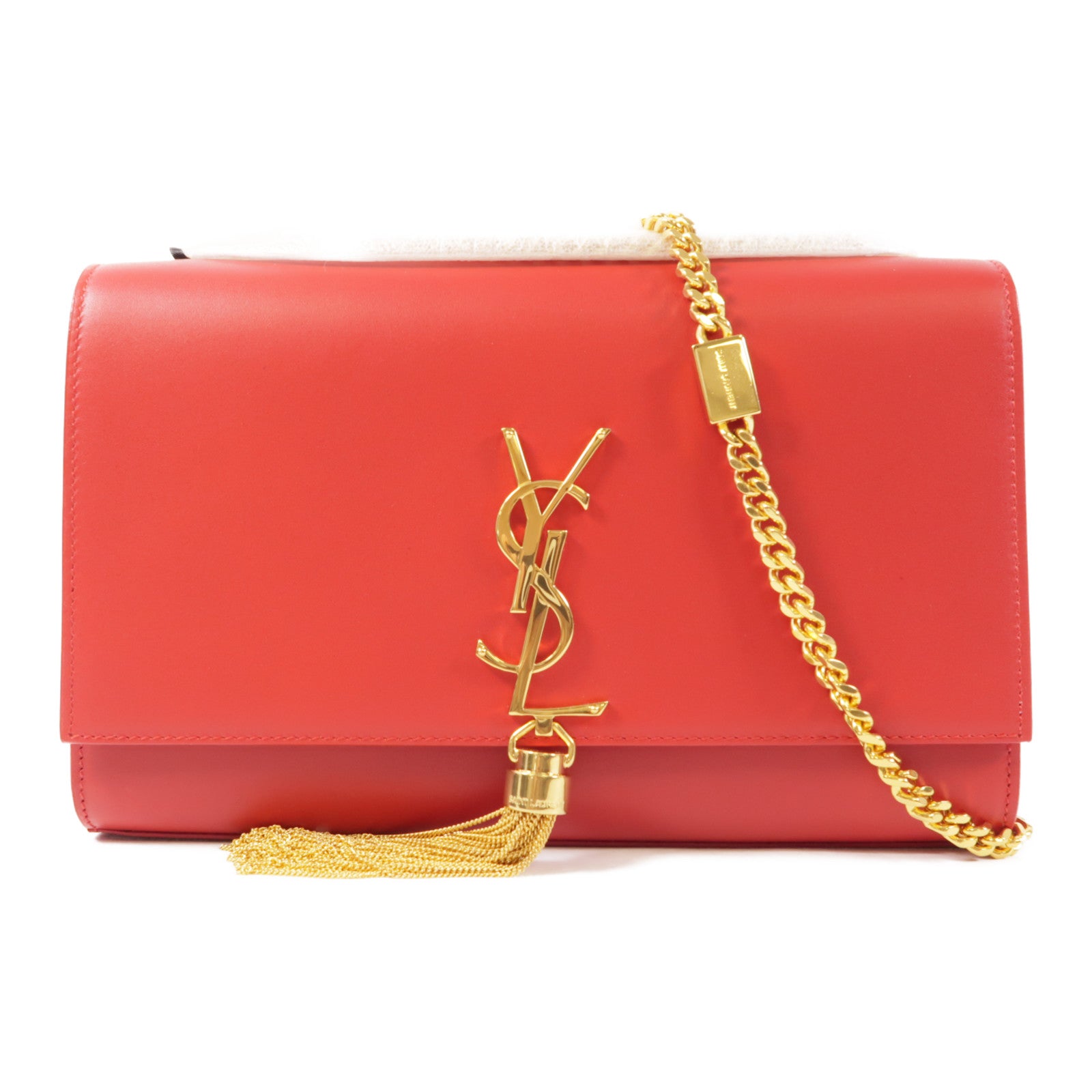 YVES SAINT LAURENT 牛皮皮革Kate Bag金扣鏈帶肩背袋