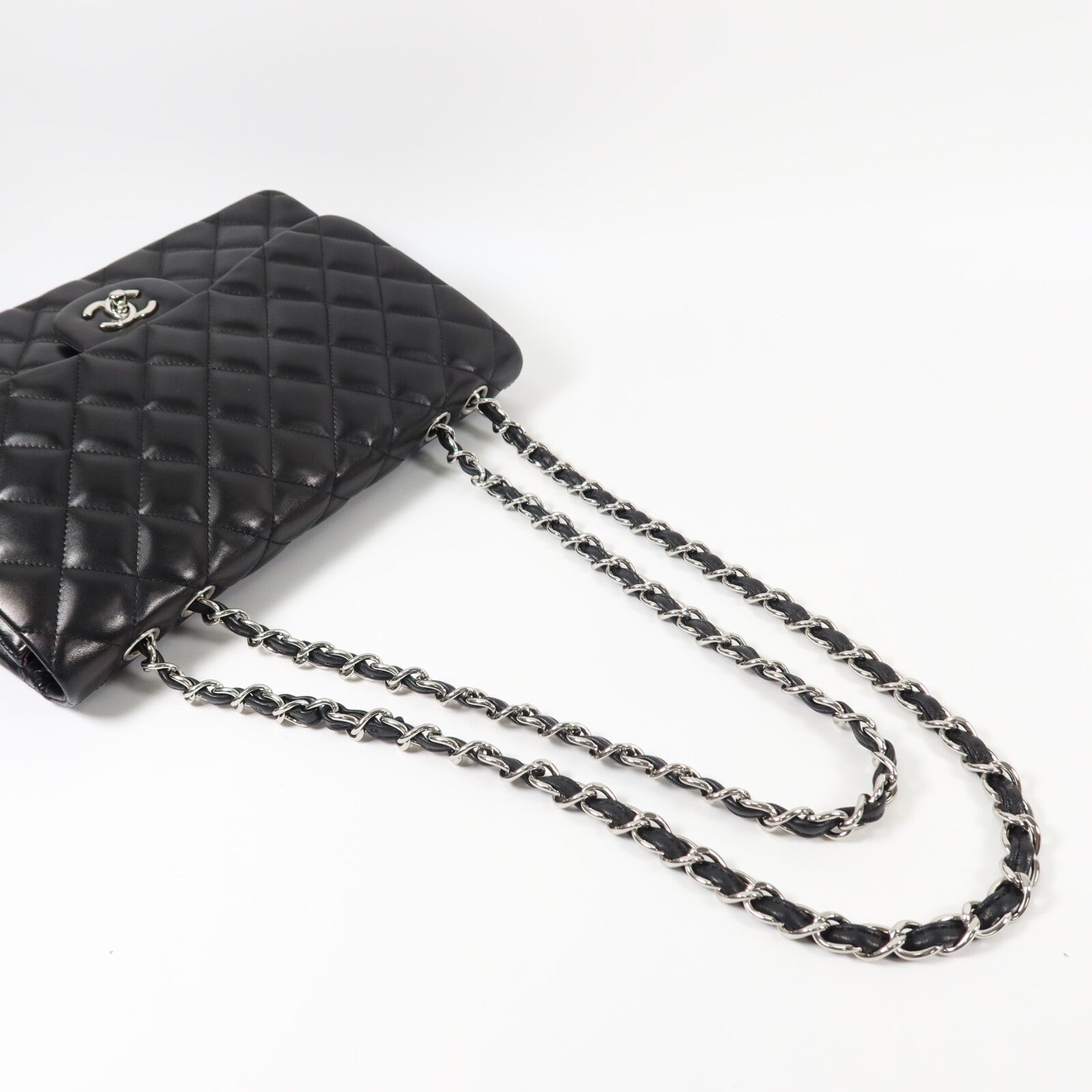 CHANEL 羊皮皮革Large Single Classic鏈帶肩背袋