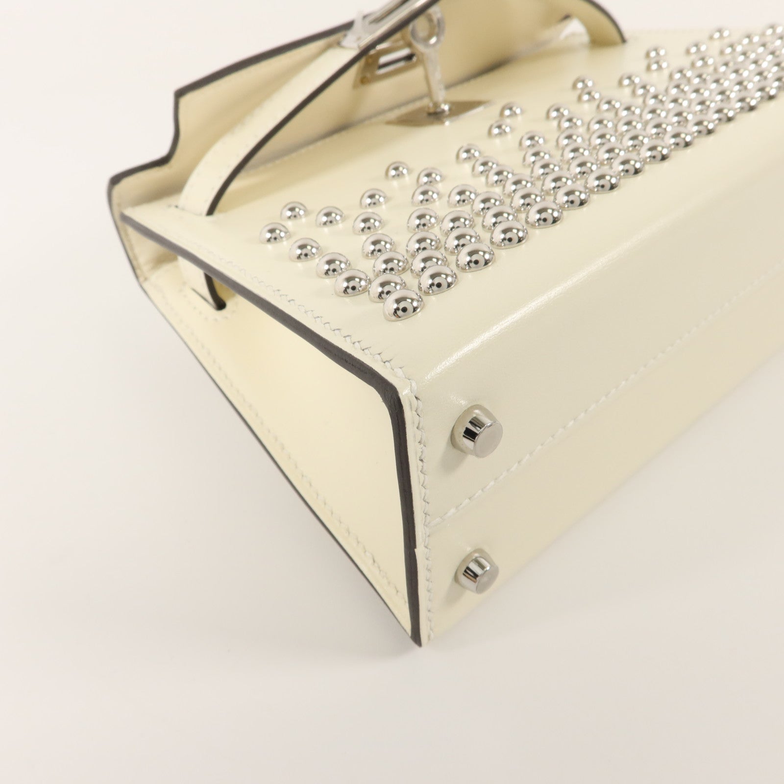 HERMES Box Calf皮革Mini Kelly II Sellier Cloute手挽肩背兩用袋Cream