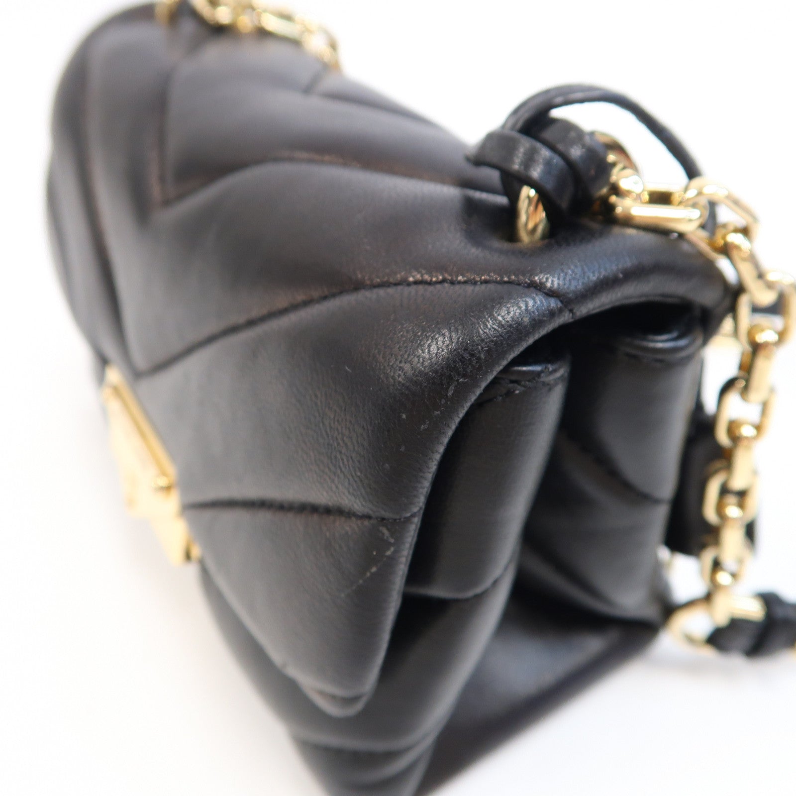 Michael Kors 牛皮皮革Chain Shoulder金扣鏈帶肩背袋黑色