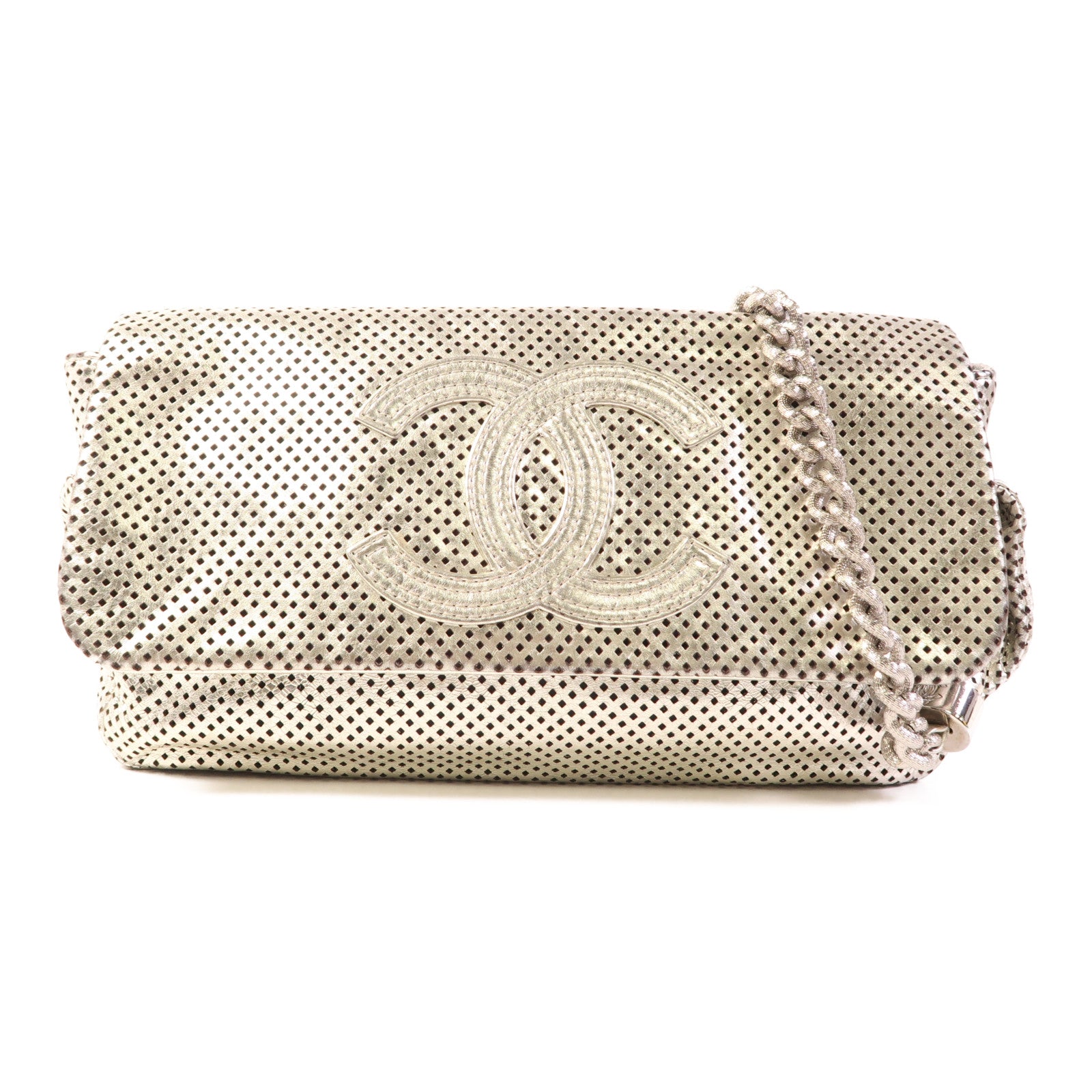 CHANEL 皮革Chain Shoulder Bag銀扣肩背袋