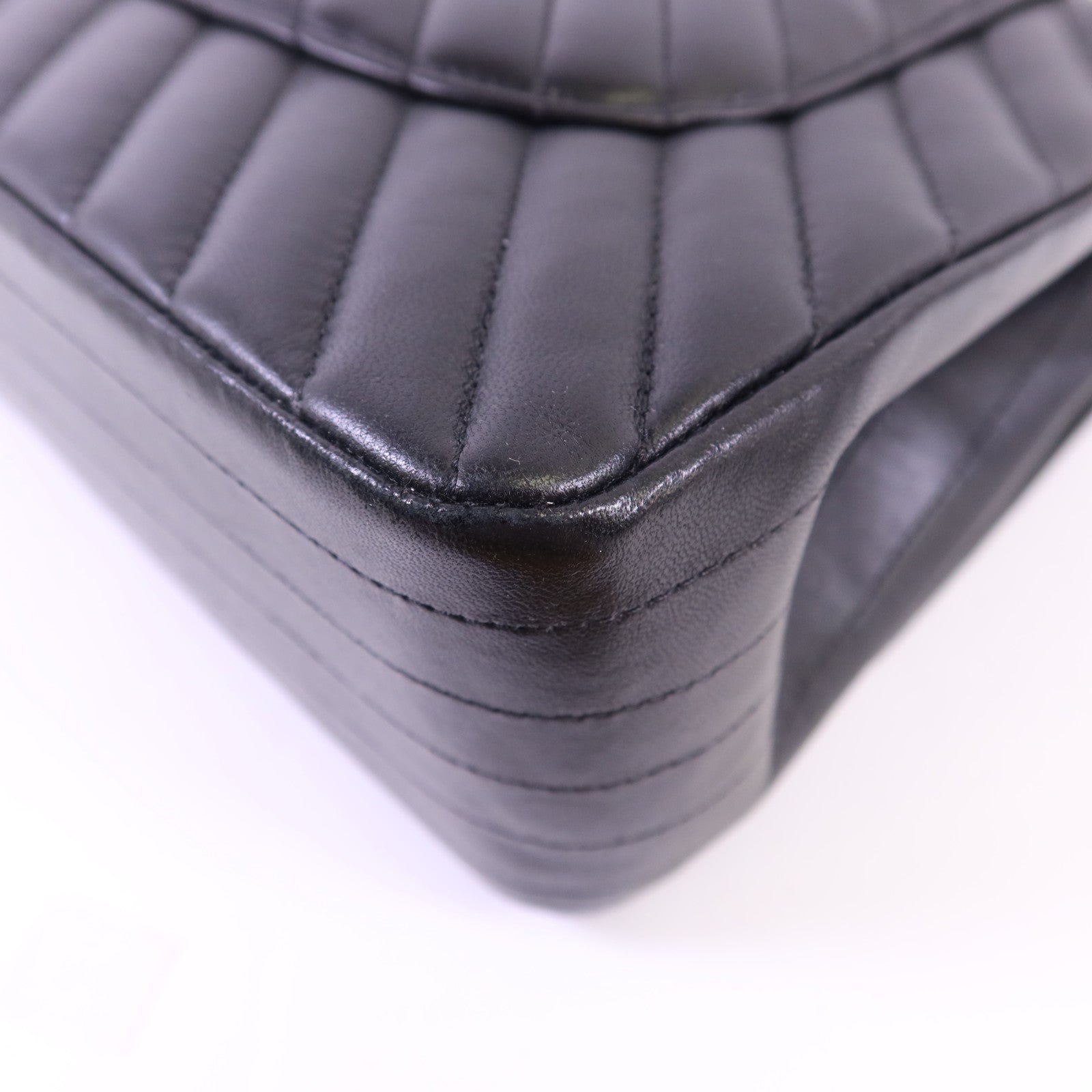 CHANEL 羊皮皮革Classic Jumbo金扣鏈帶手挽肩背兩用袋