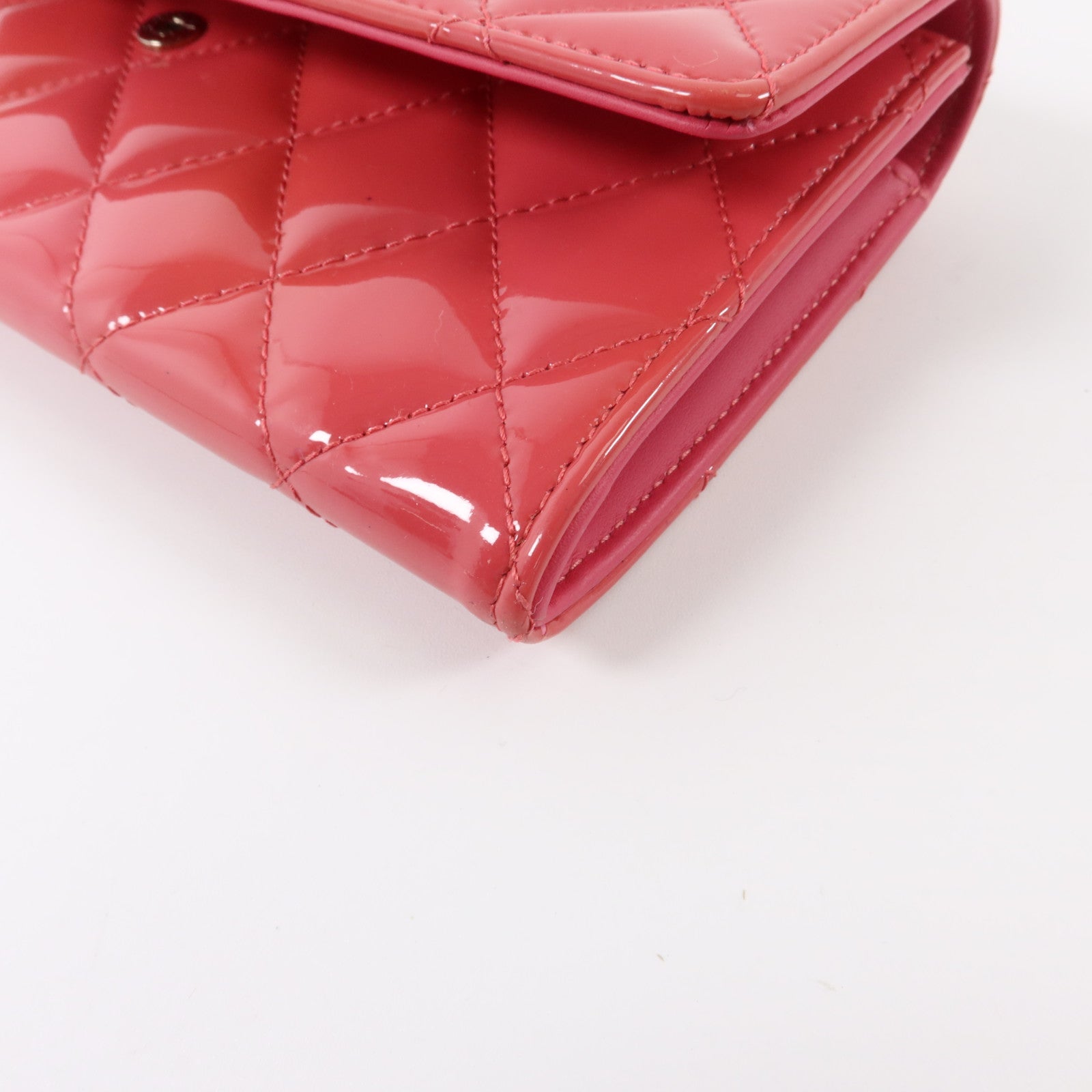 CHANEL 漆皮皮革Long Wallet銀扣長錢包