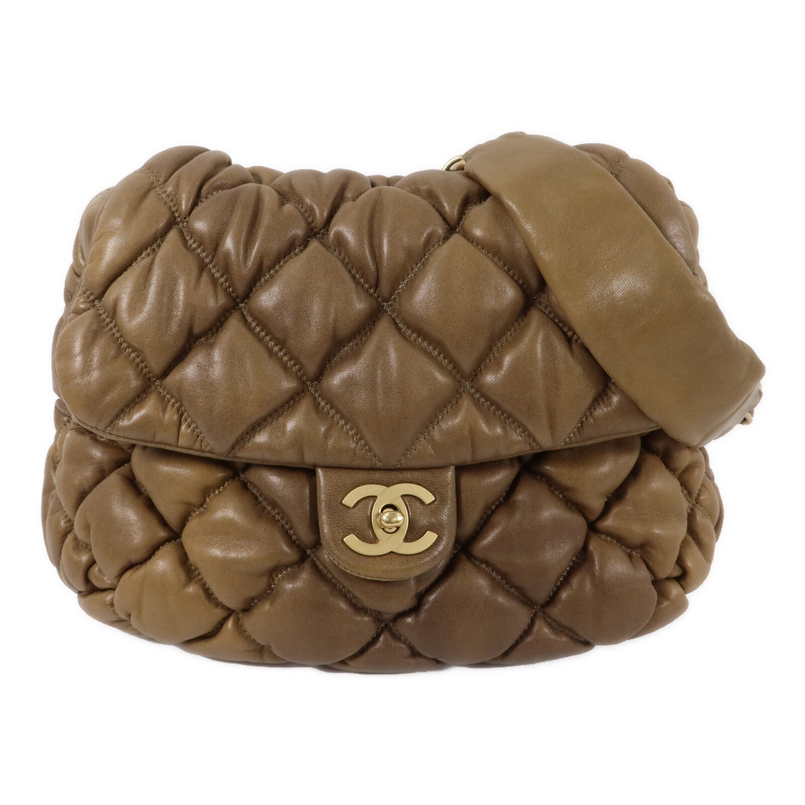 CHANEL 牛皮皮革Bubble Quilted鏈帶肩背袋