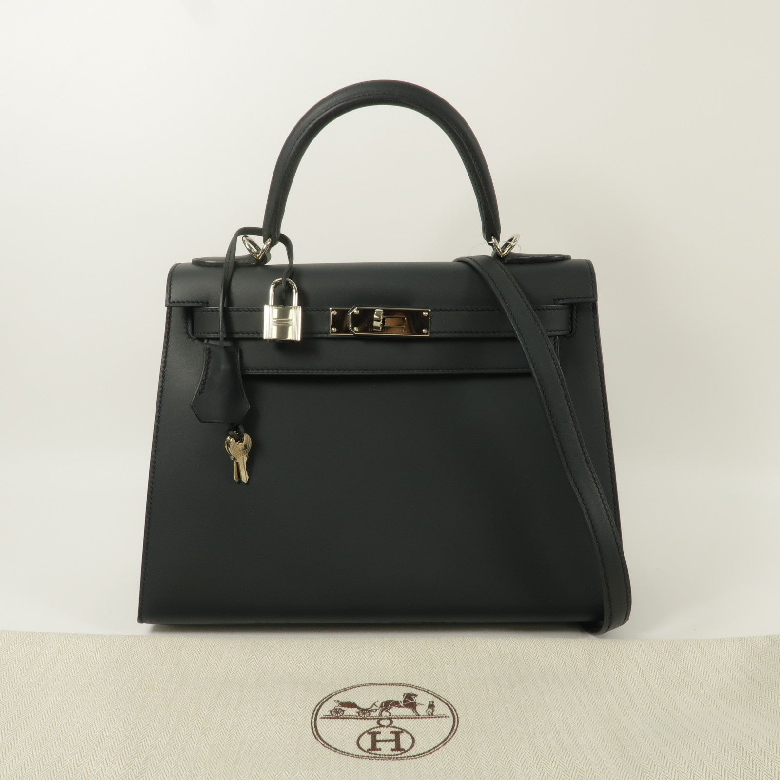 HERMES Sombrero皮革Kelly 28手挽肩背兩用袋Plomb