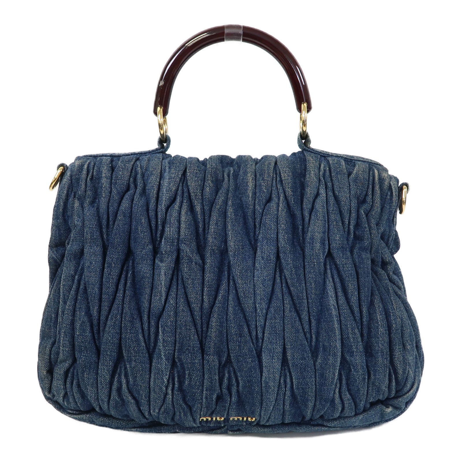 Miu Miu 牛仔布Shoulder Bag金扣手挽肩背兩用袋藍色
