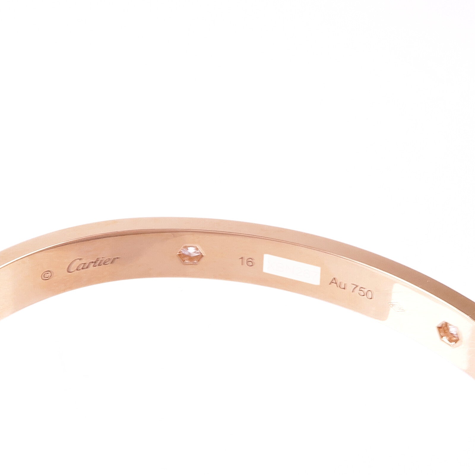 CARTIER 18K玫瑰金Love Bracelet 4 Diamonds鑽石手鐲Cartier#16