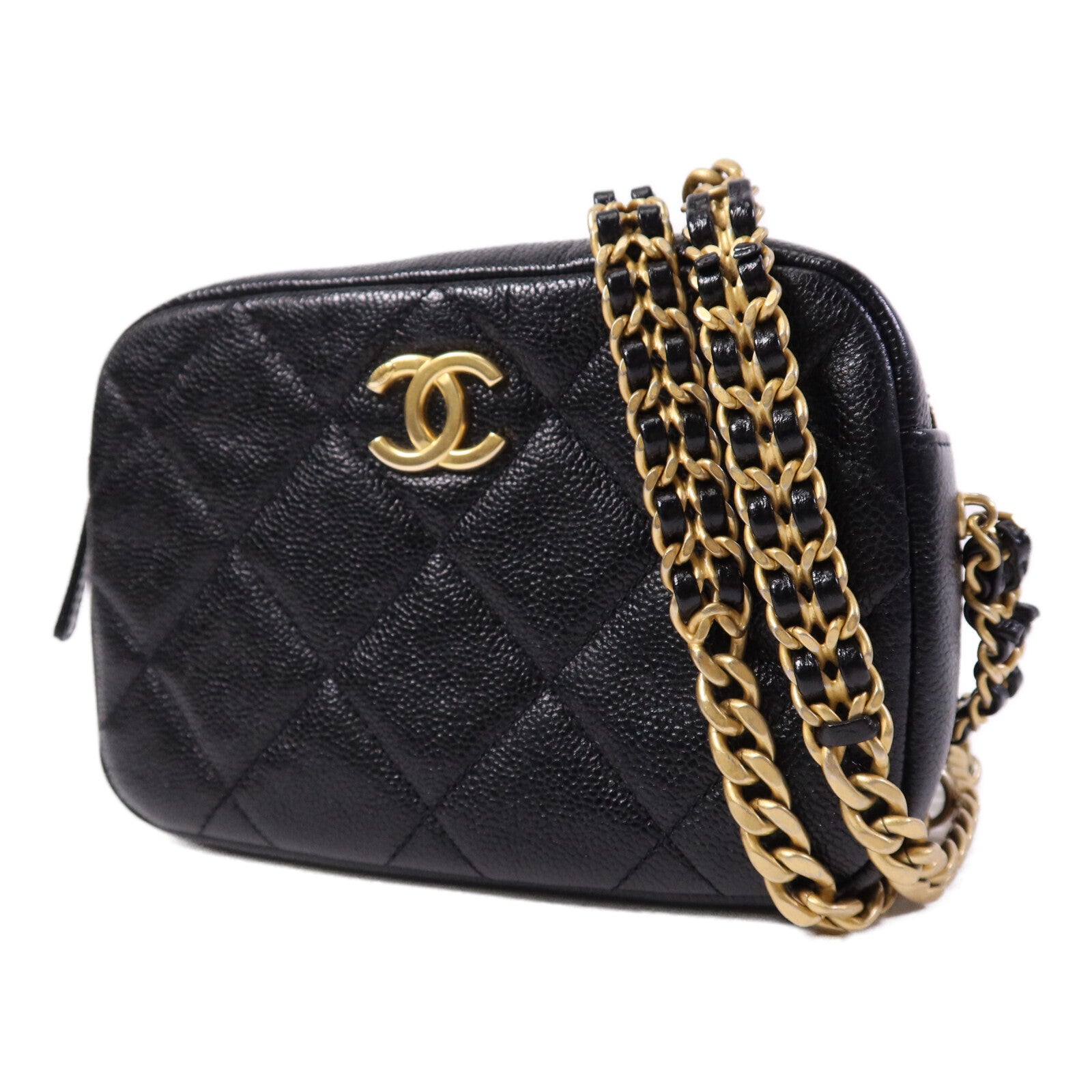 CHANEL 【激減優惠】牛皮皮革Camera Bag金扣鏈帶肩背袋