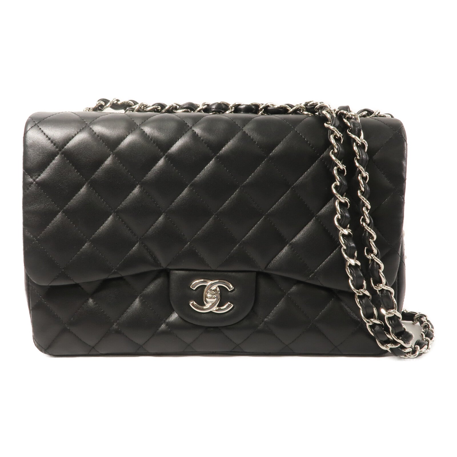 CHANEL 羊皮皮革Large Classic鏈帶肩背袋