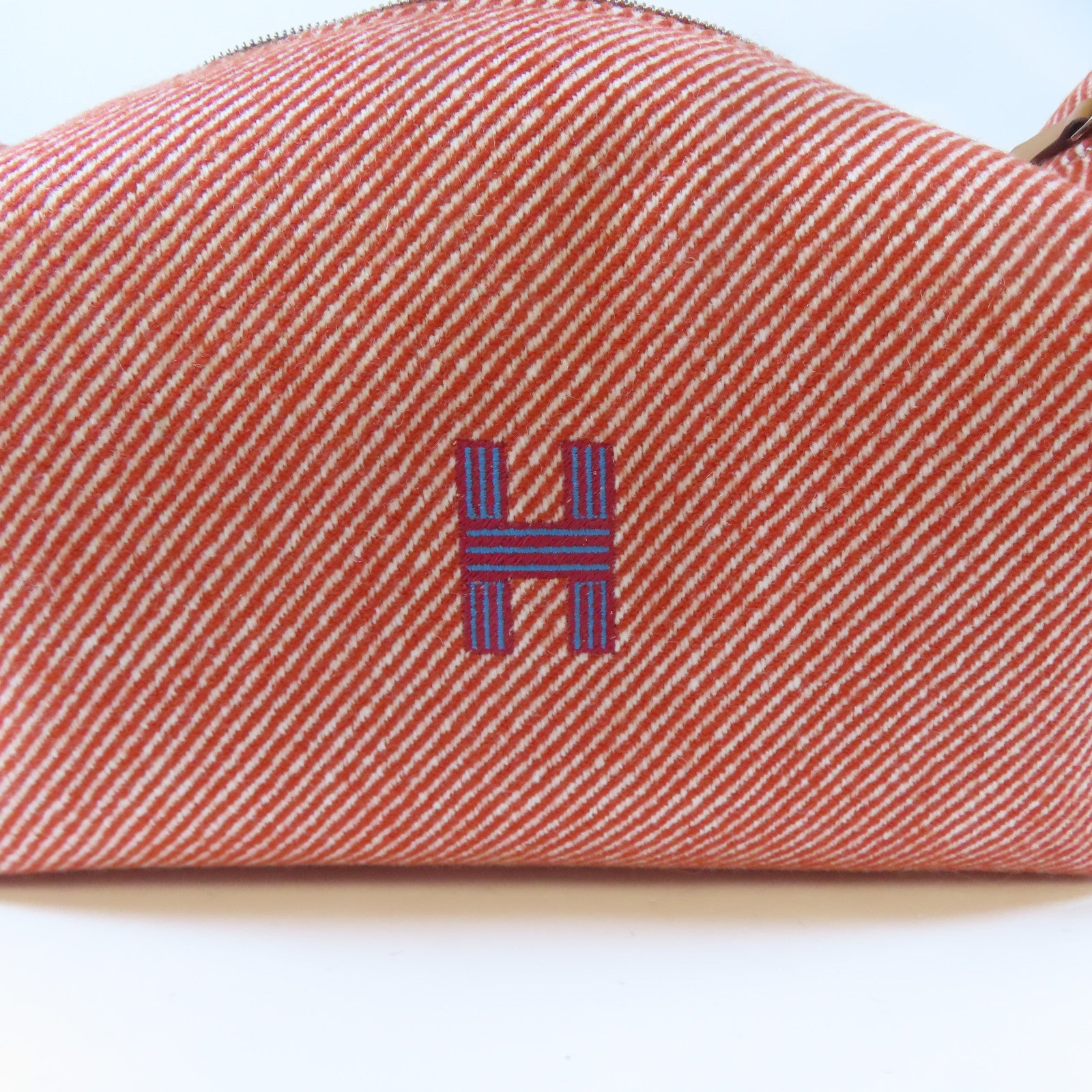 HERMES 羊毛Bride A Brac銀扣手挽袋Rouge Tomate/紅色/藍色