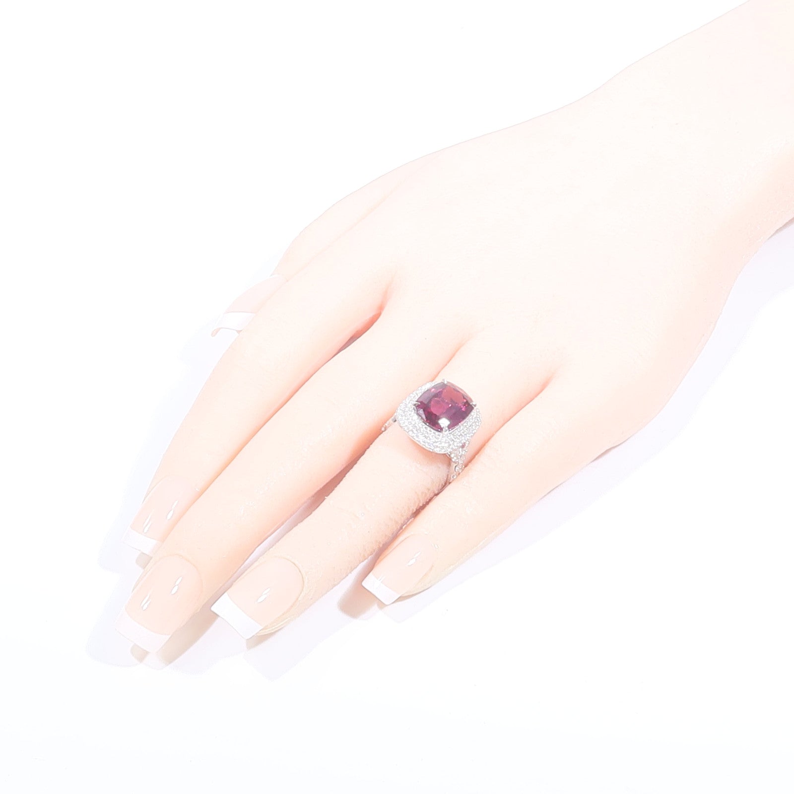 JEWELRY 18K白金Rhodolite Garnet Diamond Ring紅榴石/鑽石戒指
