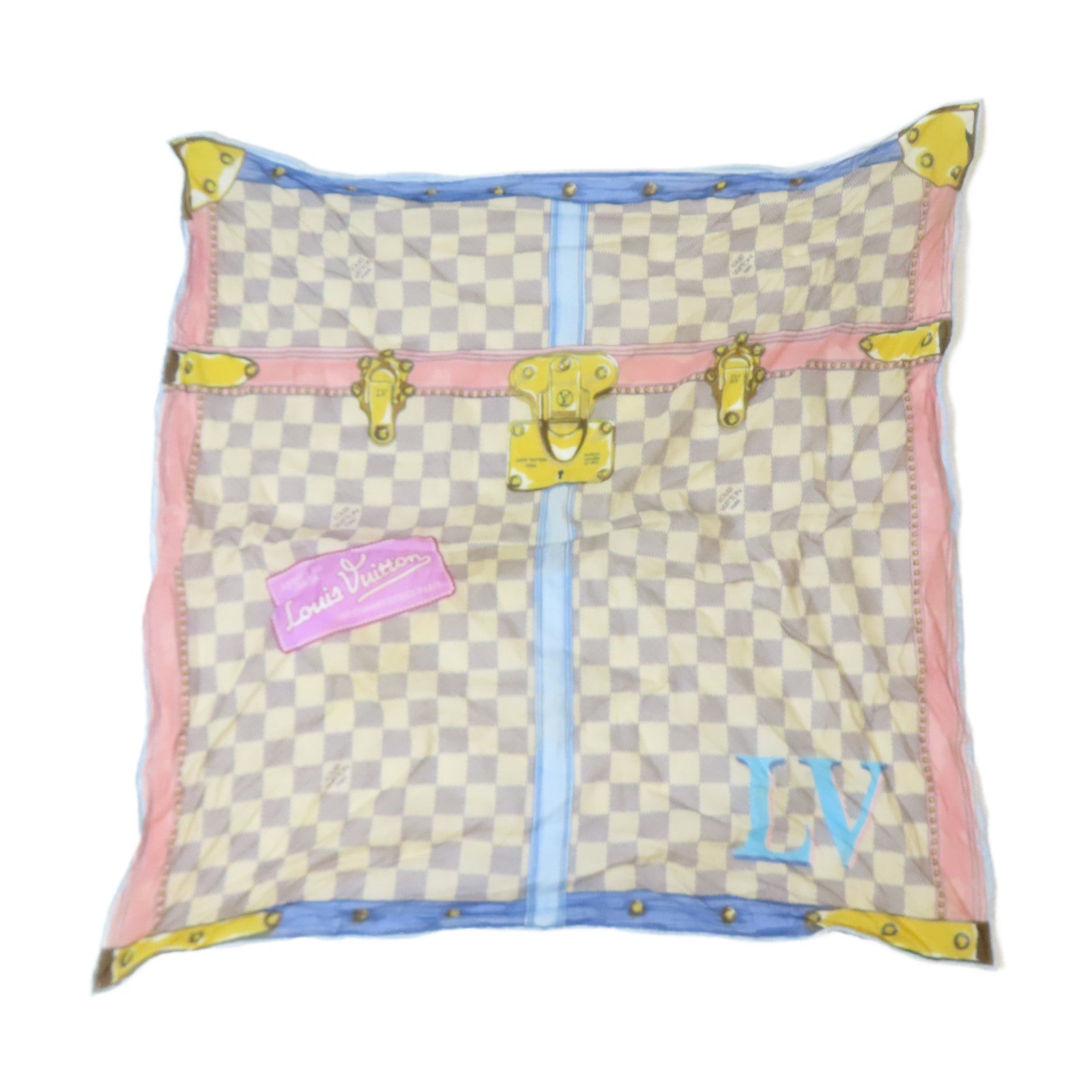 LOUIS VUITTON 【激減優惠】Damier Azur Summer Trunk Scarf絲巾彩色