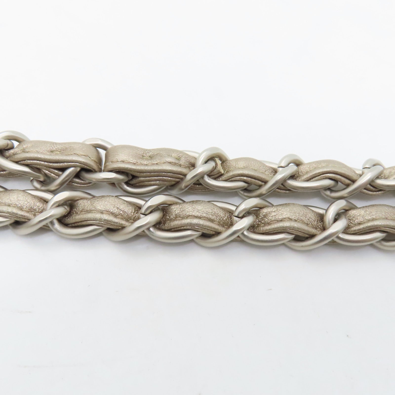 CHANEL 【激減優惠】菱格牛皮皮革Chain Shoulder Bag銀扣鏈帶肩背袋香檳色